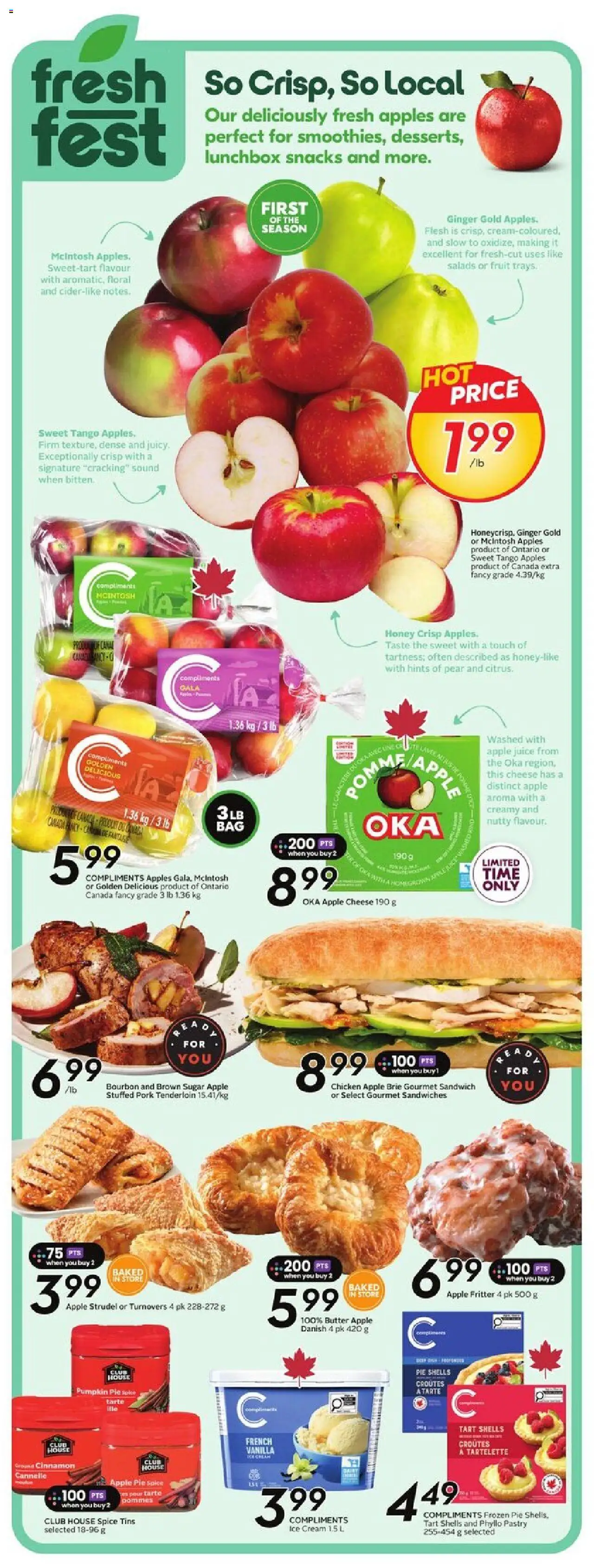 Sobeys flyer valid from 25.09.2025 | Page: 6 | Products: Bourbon, Ice cream, Juice, Apples