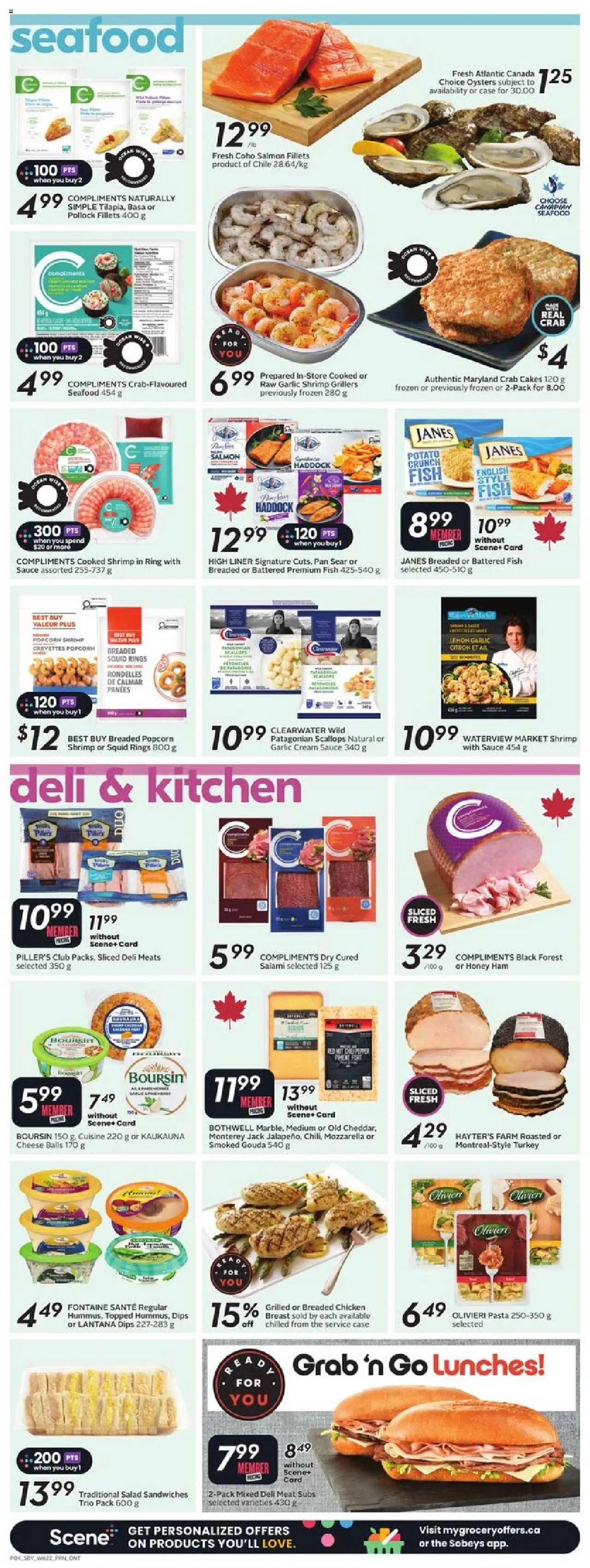 Sobeys flyer valid from 25.09.2025 | Page: 8 | Products: Pasta, Cheese, Salami, Ham