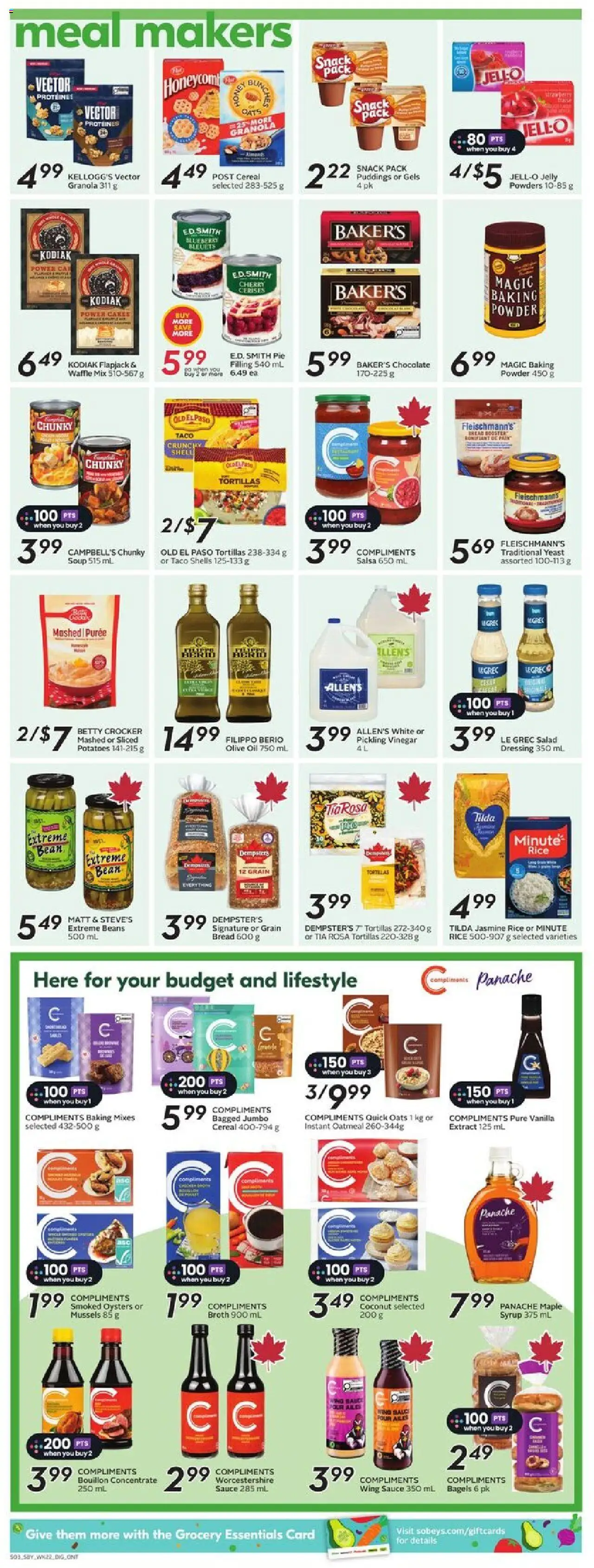 Sobeys flyer valid from 25.09.2025 | Page: 12 | Products: Rice, Salad, Oil, Bread