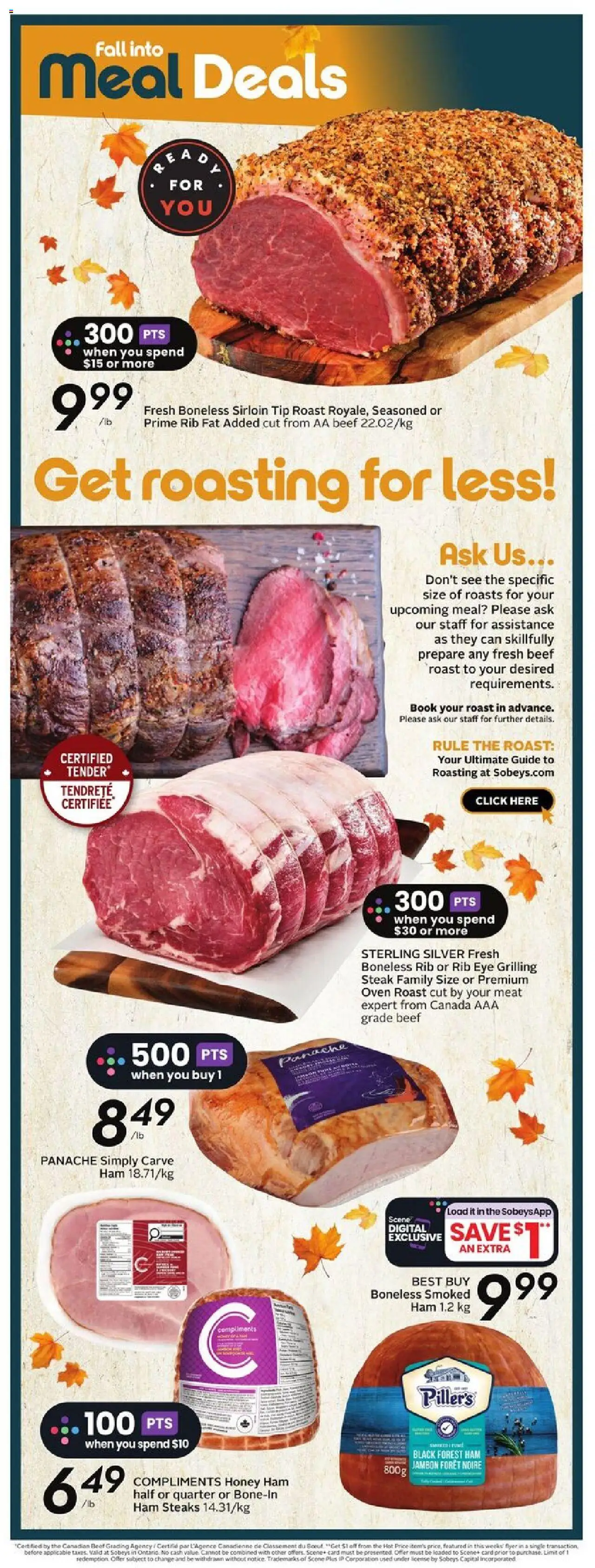Sobeys flyer valid from 25.09.2025 | Page: 19 | Products: Beef, Oven, Ham