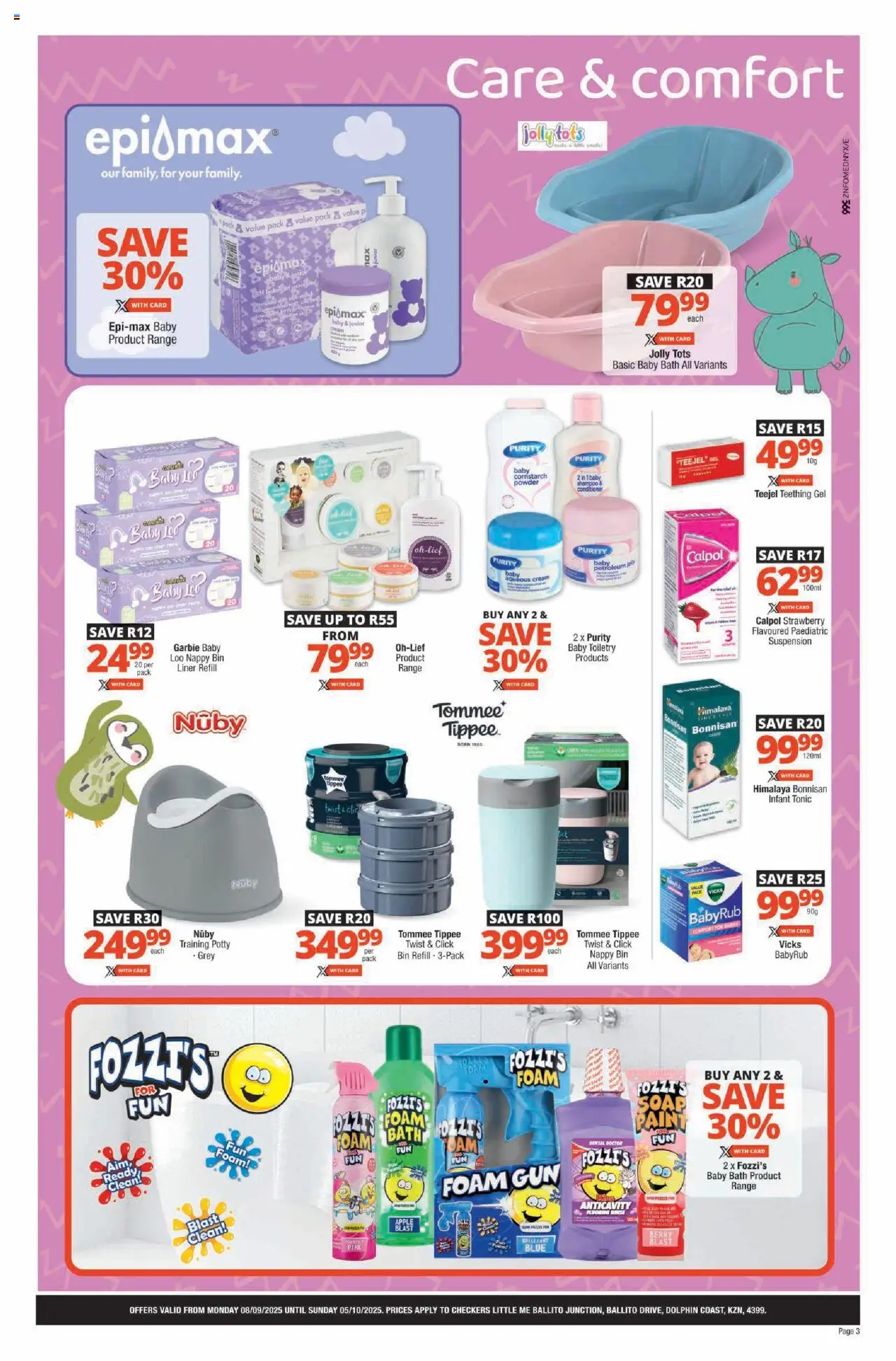 New Checkers catalogue – valid from 08.09.2025 | Page: 3 | Products: Paint, Powder, Bath foam, Foam