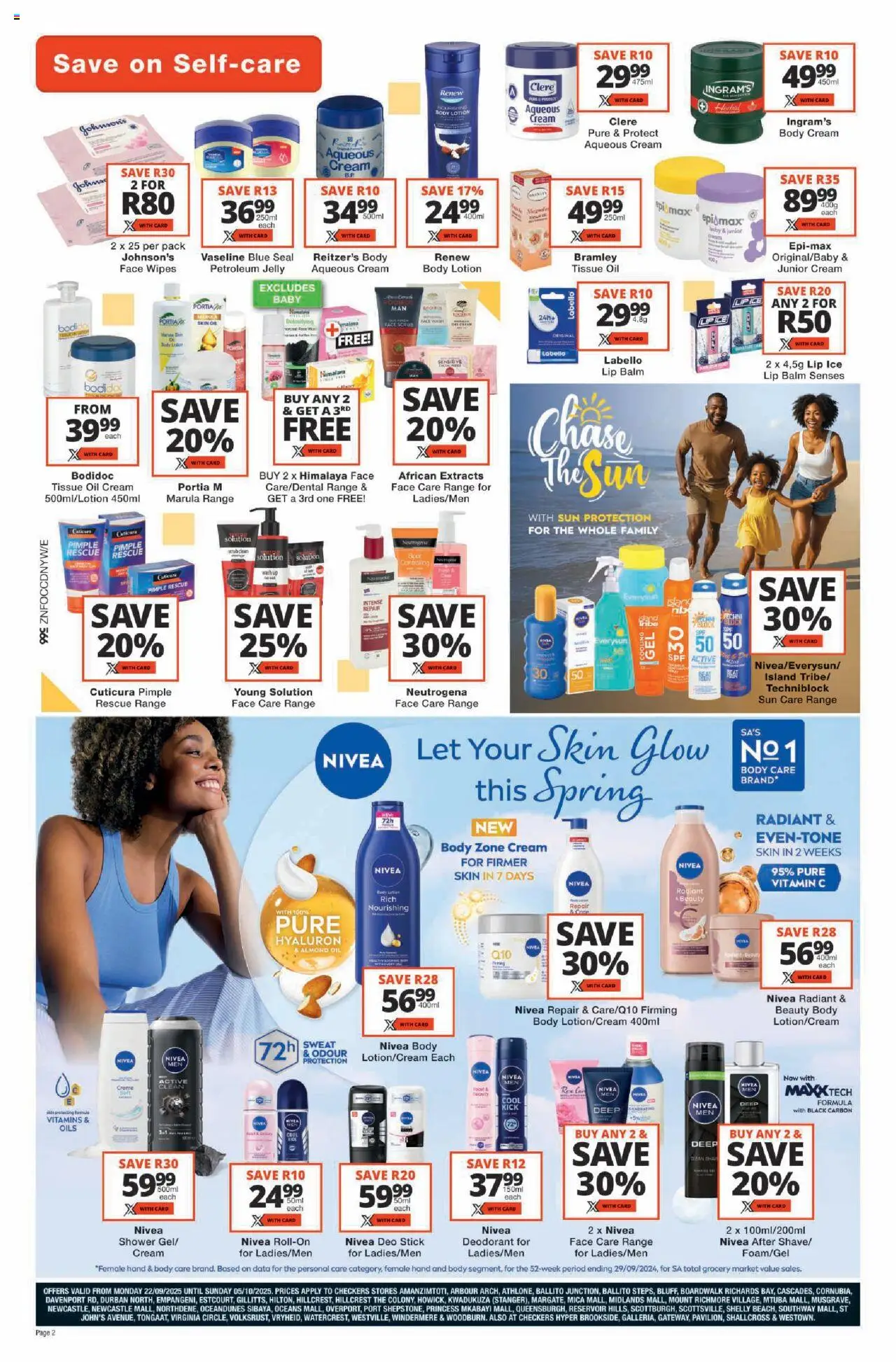 New Checkers catalogue – valid from 22.09.2025 | Page: 2 | Products: Oil, Deodorant, Scrub, Lip balm