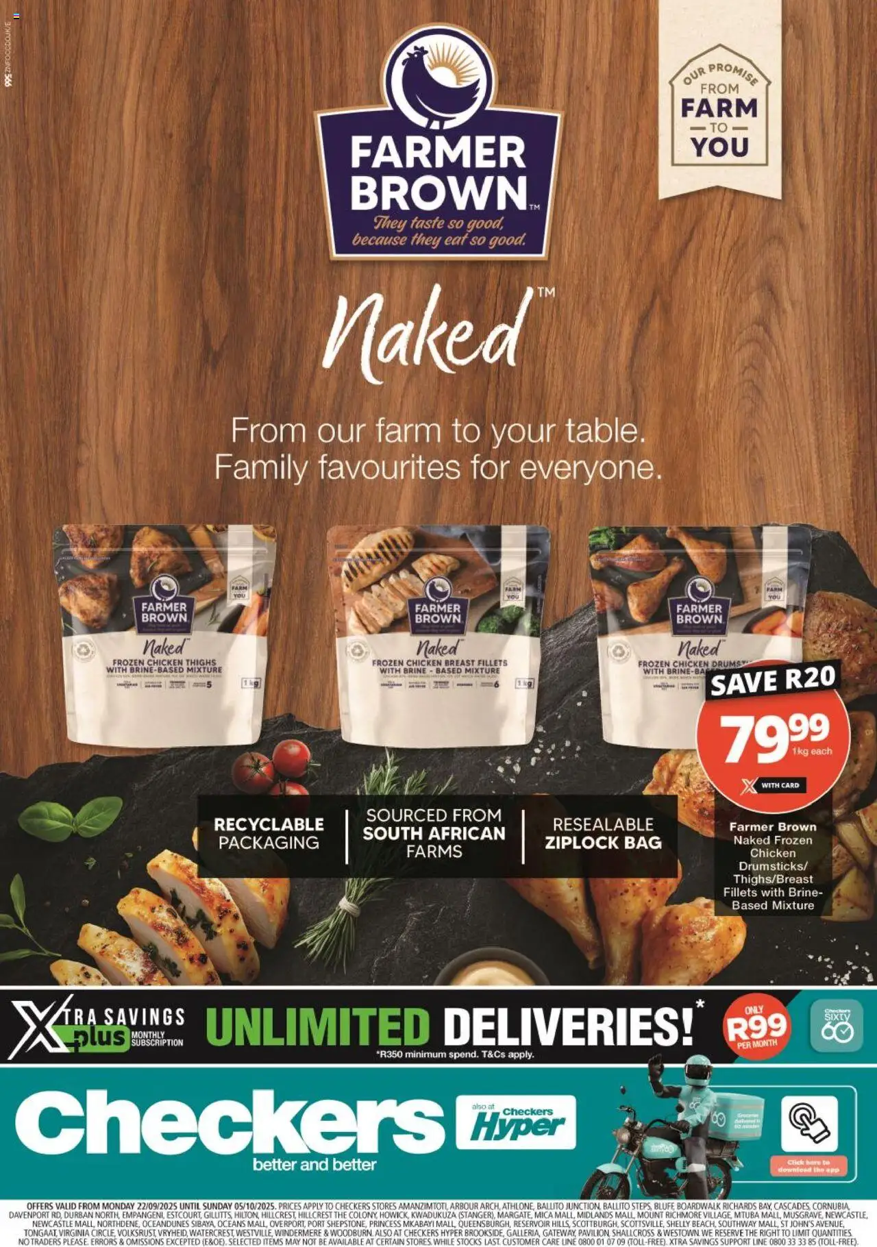 New Checkers catalogue – valid from 22.09.2025 | Page: 1 | Products: Bag, Chicken