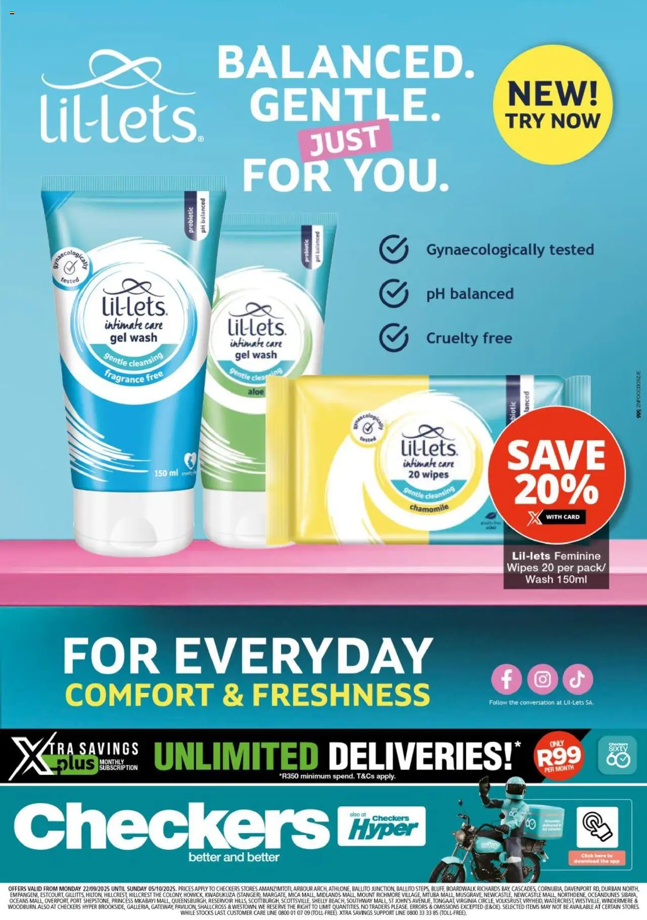 Checkers – Kwazulu Natal – Lil-Lets Promotion (22/09/2025 – 05/10/2025) → Online Catalogue