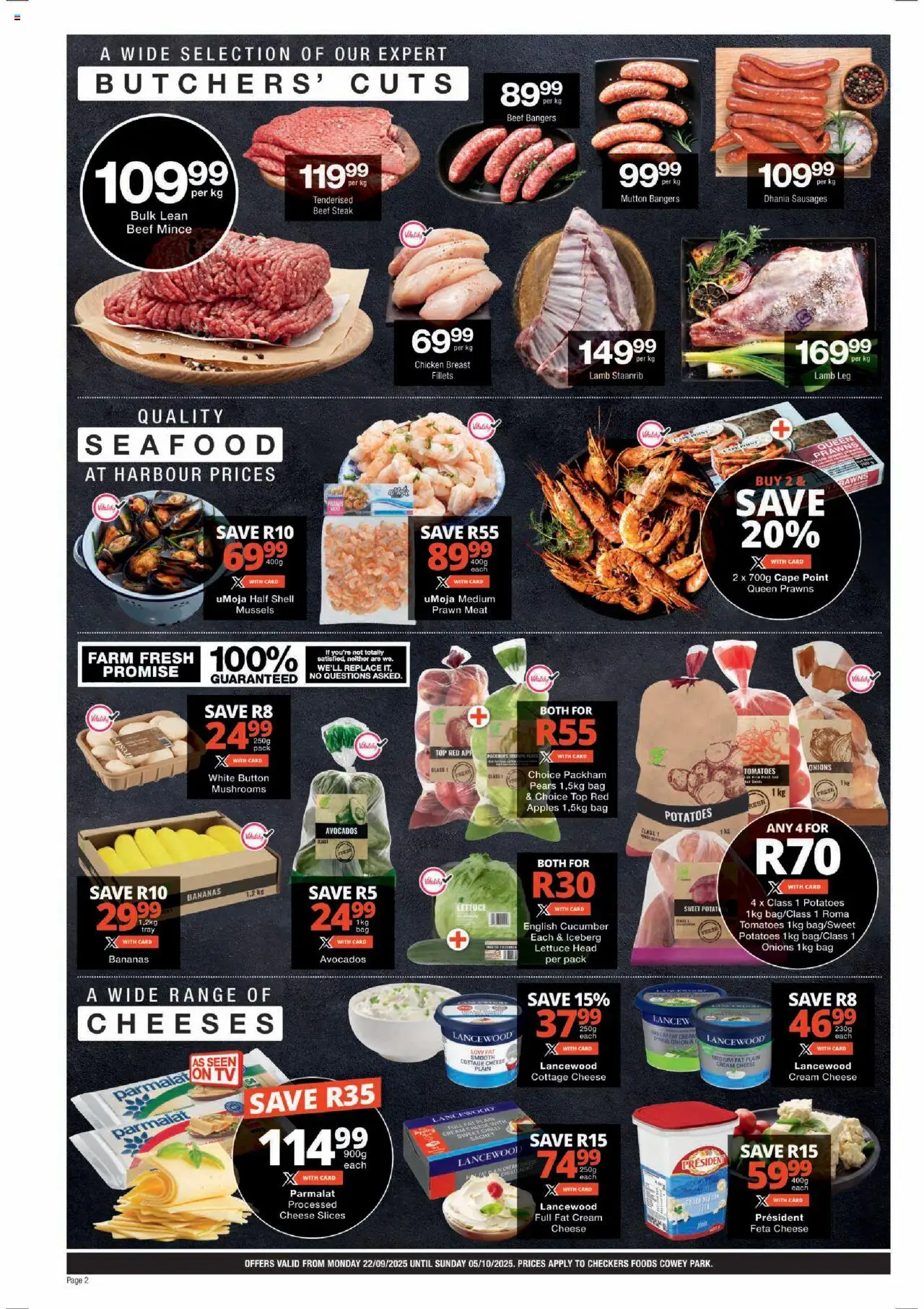 New Checkers catalogue – valid from 22.09.2025 | Page: 2 | Products: Chicken, Apples, Onions, Seafood