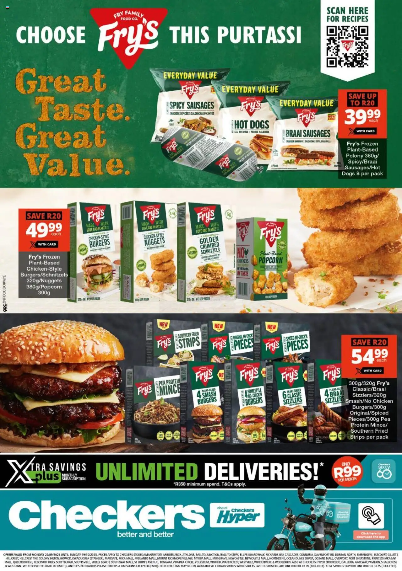 New Checkers catalogue – valid from 22.09.2025 | Page: 1 | Products: Detergente líquido, Polony, Popcorn, Fry's