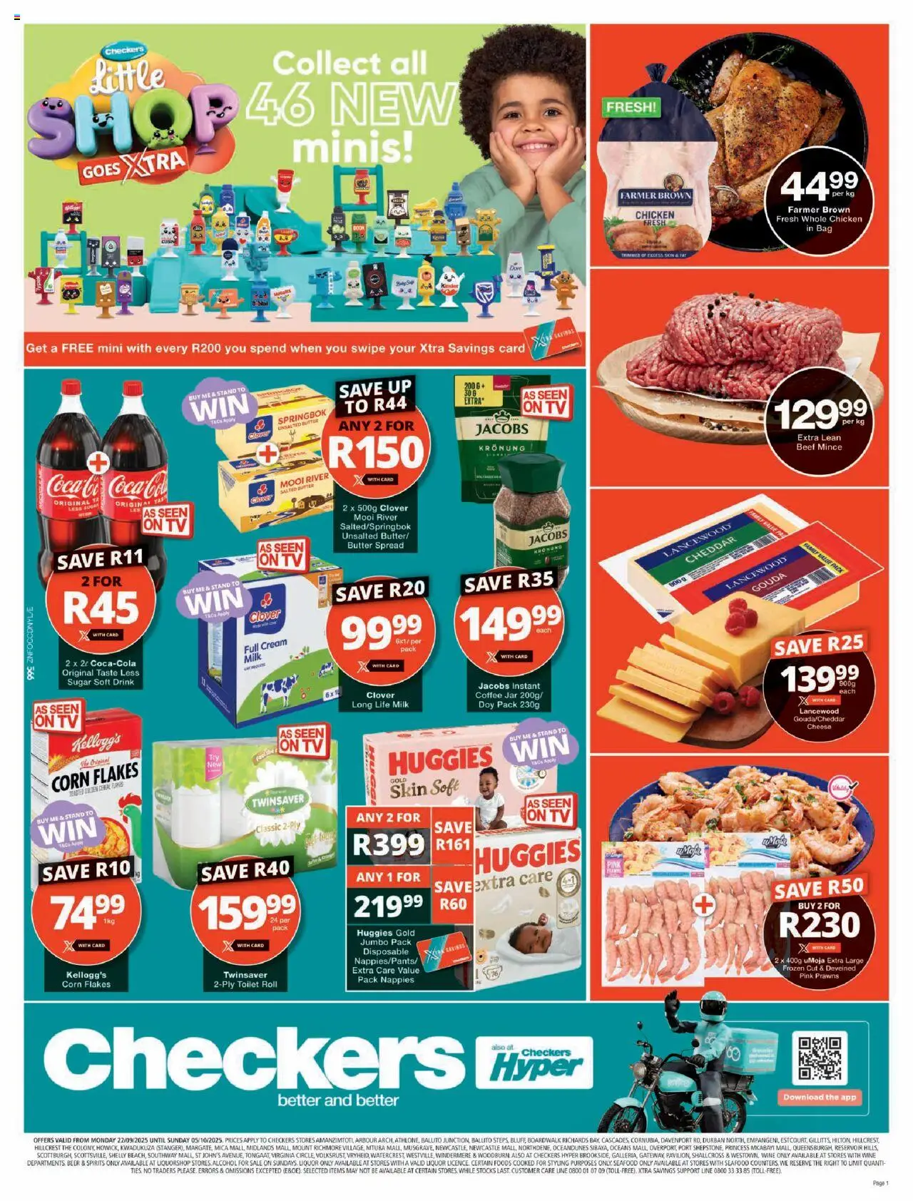 New Checkers catalogue – valid from 22.09.2025 | Page: 1 | Products: Corn, Toilet, Coffee, Seafood