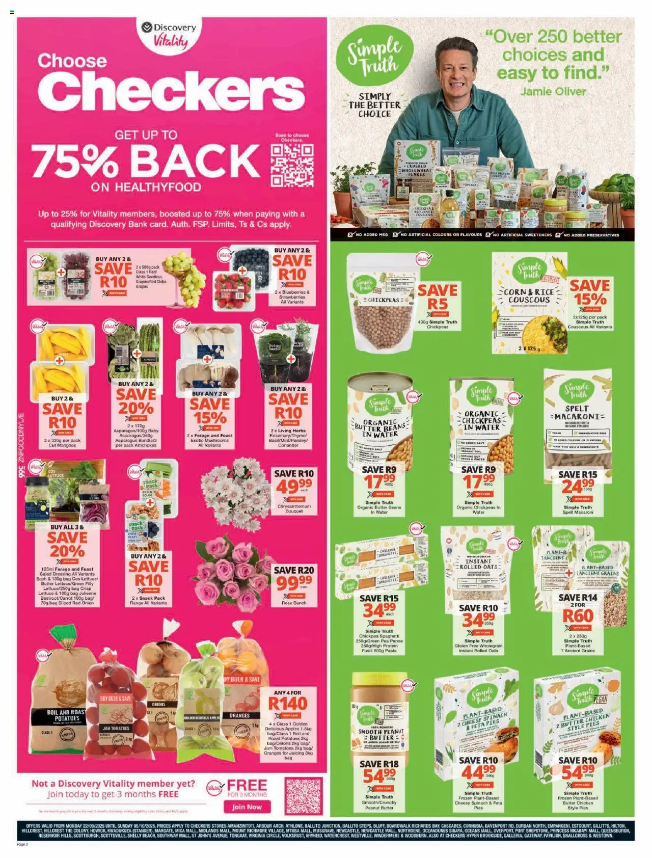 New Checkers catalogue – valid from 22.09.2025 | Page: 2 | Products: Jam, Globe, Detergente líquido, Flakes