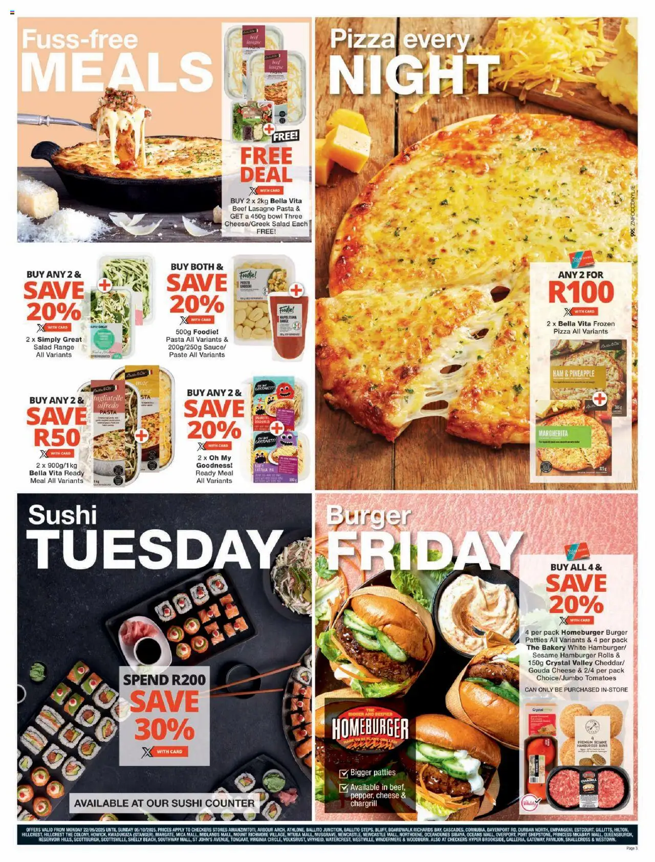 New Checkers catalogue – valid from 22.09.2025 | Page: 3 | Products: Bakery, Ham, Pineapple, Salad