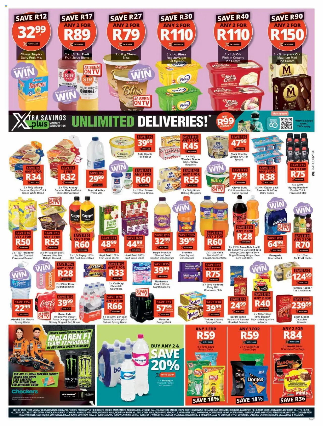 New Checkers catalogue – valid from 22.09.2025 | Page: 7 | Products: Cake, Squash, Bread, Fruit