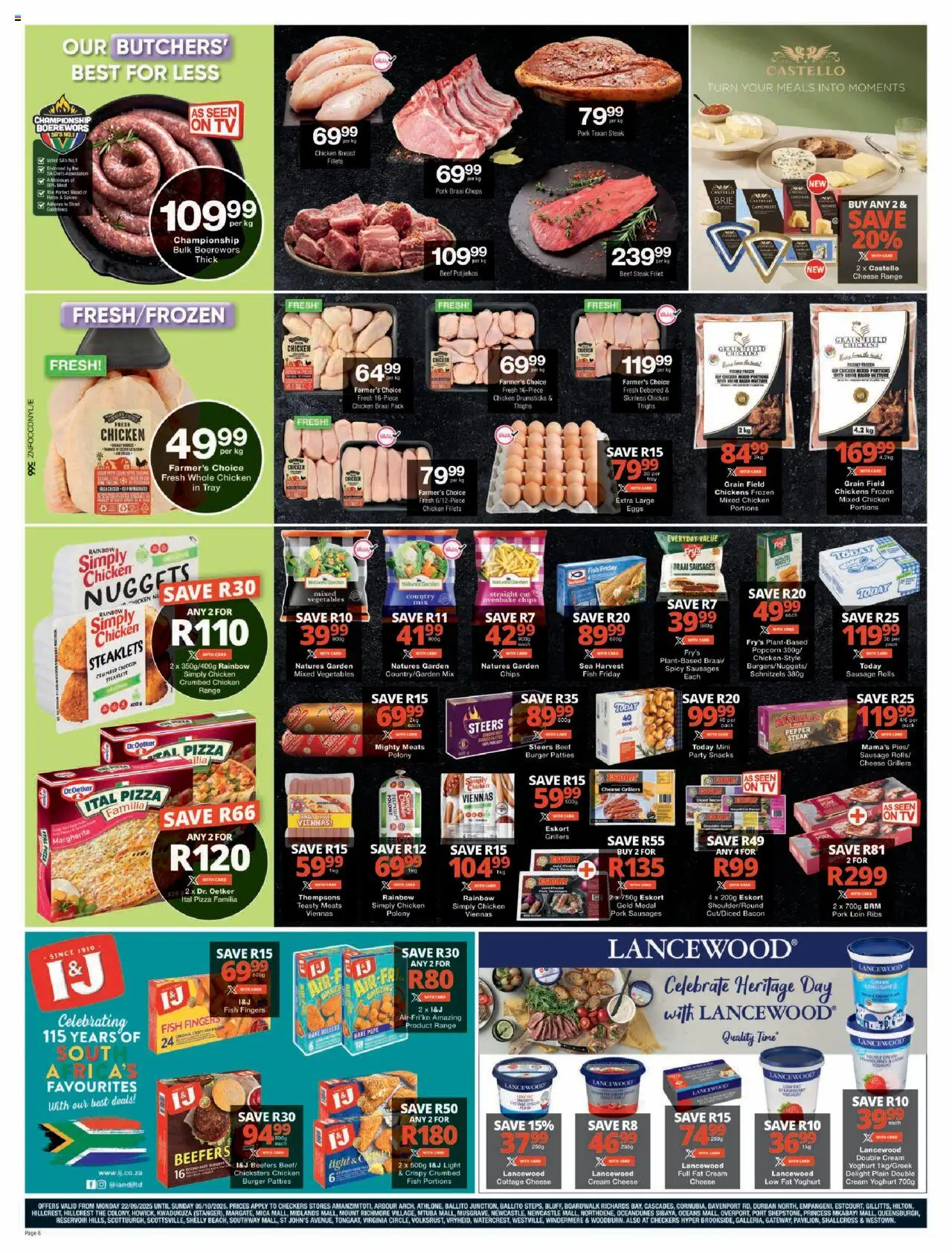 New Checkers catalogue – valid from 22.09.2025 | Page: 6 | Products: Tray, Polony, Snacks, Bacon