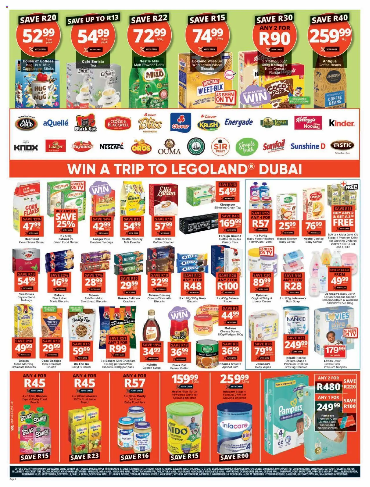 New Checkers catalogue – valid from 22.09.2025 | Page: 8 | Products: Cheese, Tea, Flakes, Syrup