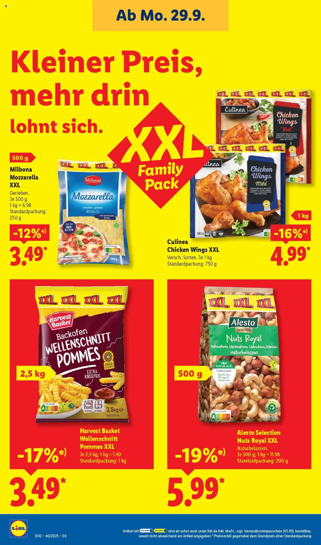 Lidl Prospekt Holzminden – gültig ab 29.09.2025 | Seite: 20 | Produkte: Mozzarella, Pommes, Mandeln, Backofen