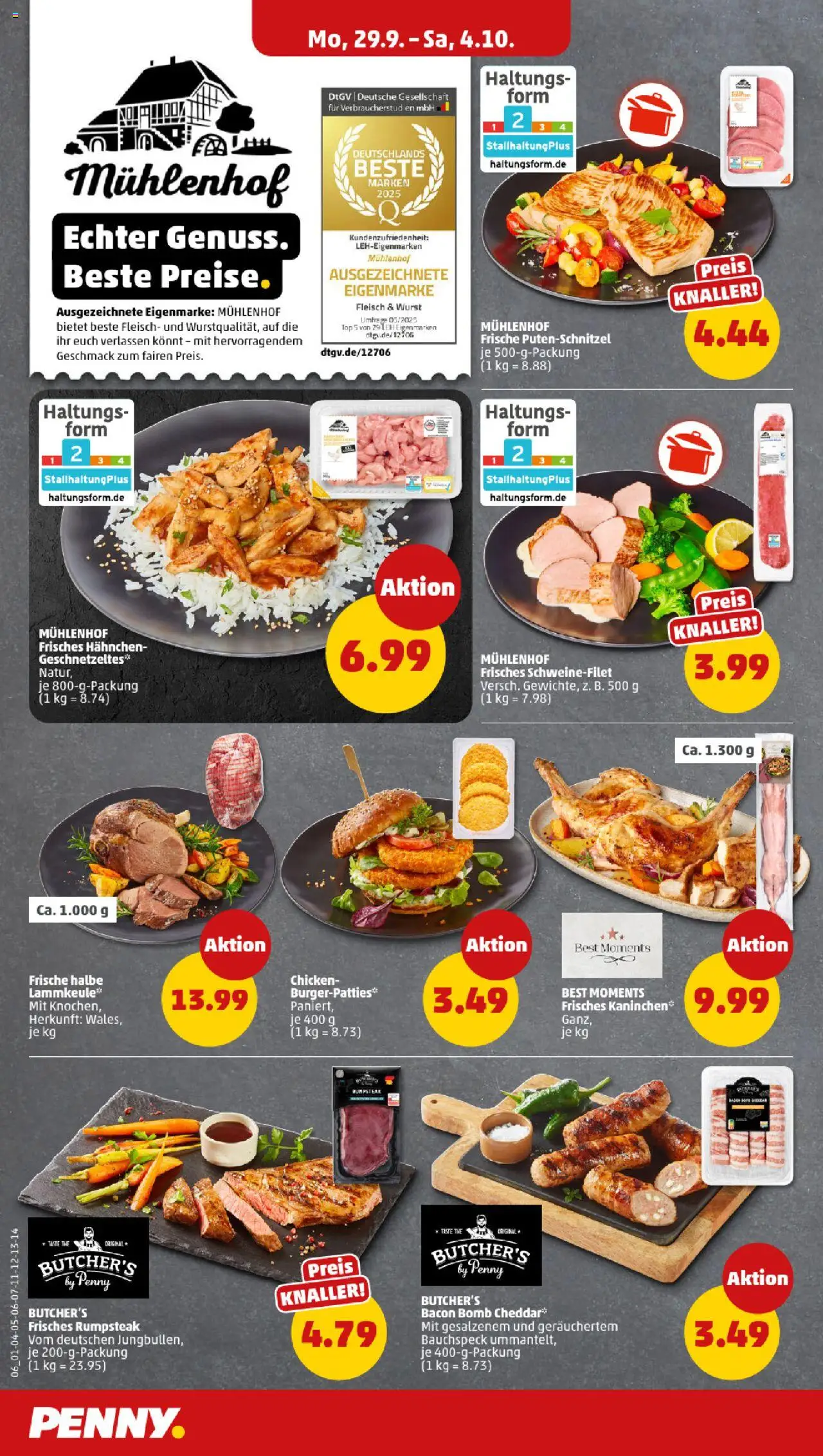Penny Prospekt 	 – gültig ab 29.09.2025 | Seite: 6 | Produkte: Rumpsteak, Hahnchen, Putenschnitzel, Fleisch