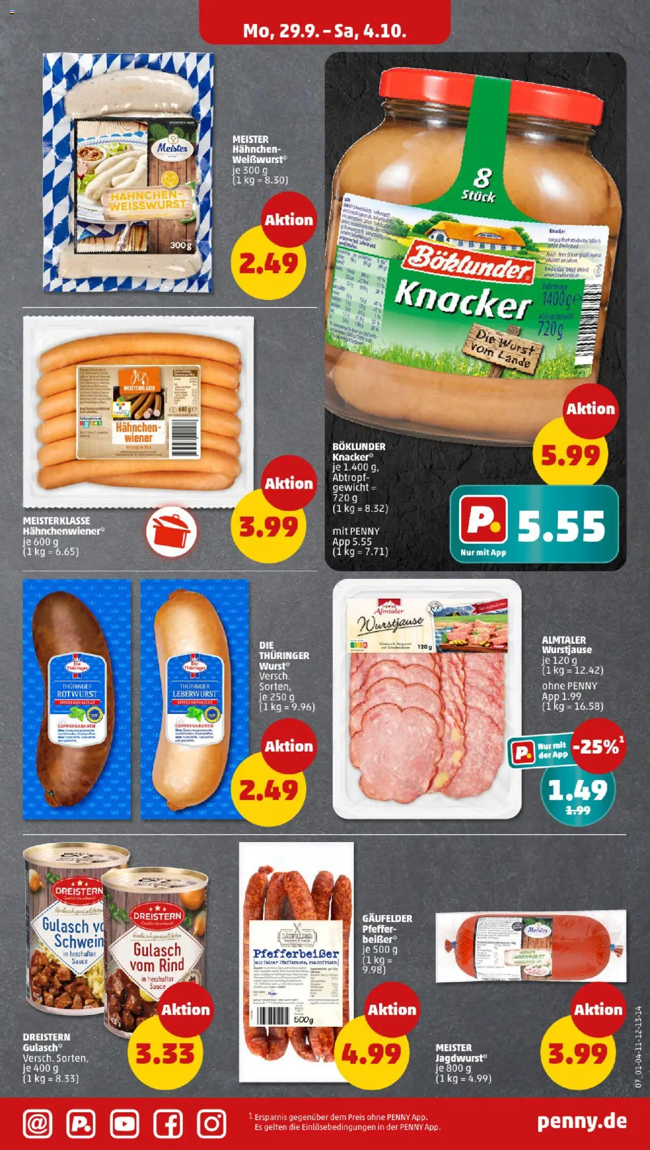 Penny Prospekt 	 – gültig ab 29.09.2025 | Seite: 7 | Produkte: Gewicht, Hahnchen, Weißwurst, Pfeffer