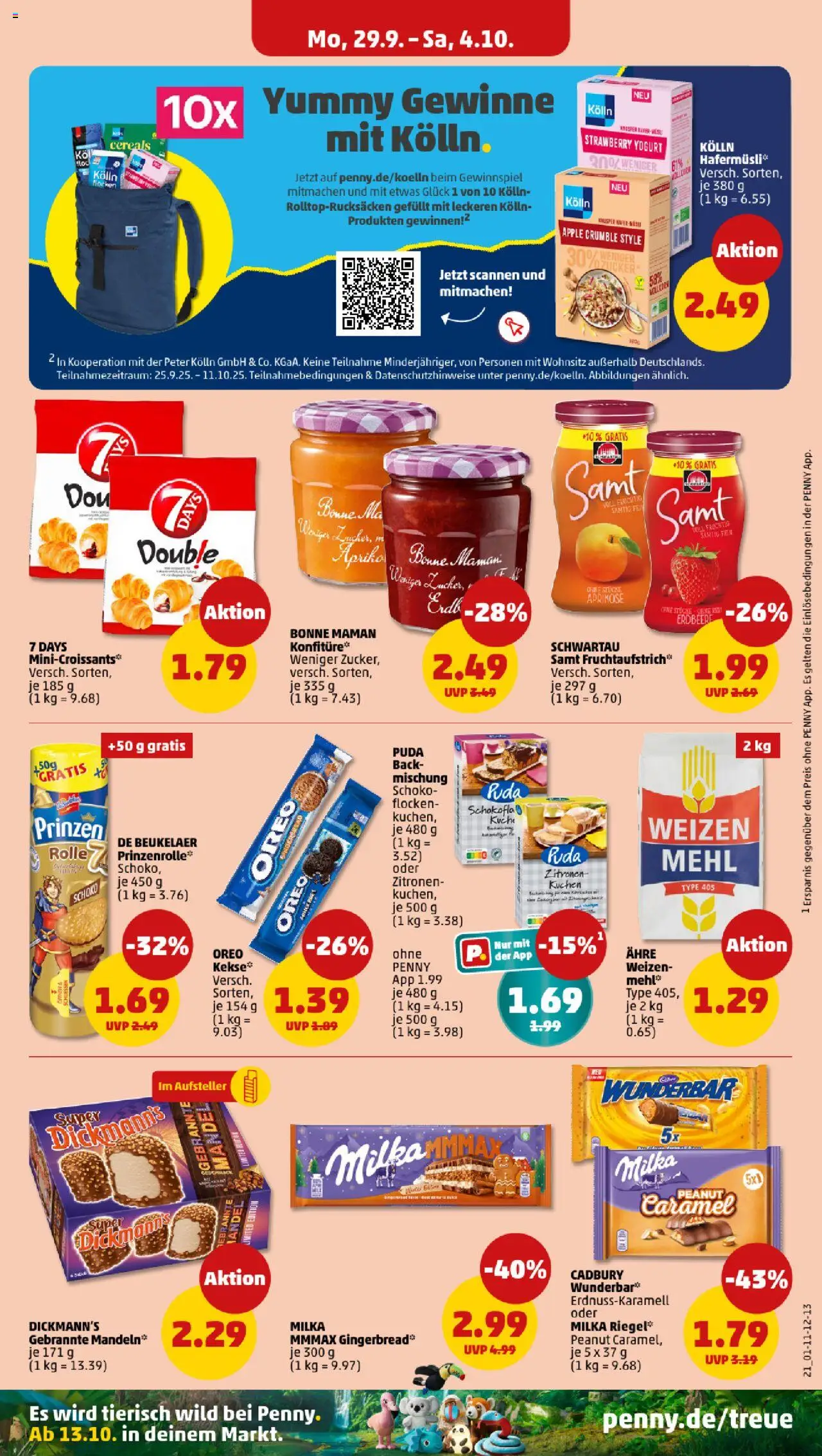 Penny Prospekt 	 – gültig ab 29.09.2025 | Seite: 21 | Produkte: Schwartau samt, Mandeln, Bonne maman, Flocken