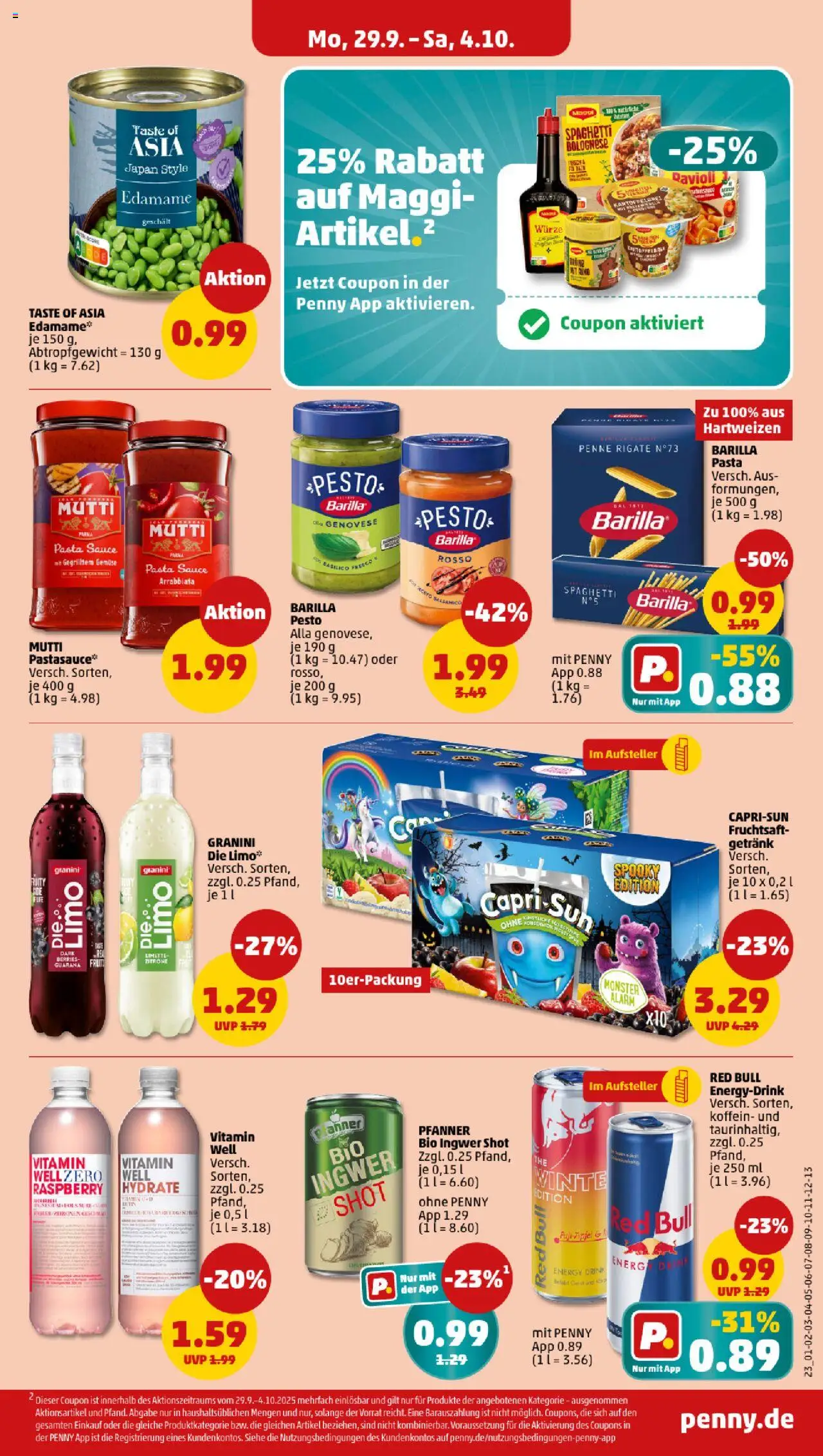 Penny Prospekt 	 – gültig ab 29.09.2025 | Seite: 23 | Produkte: Red bull, Gemüse, Zitrone, Granini