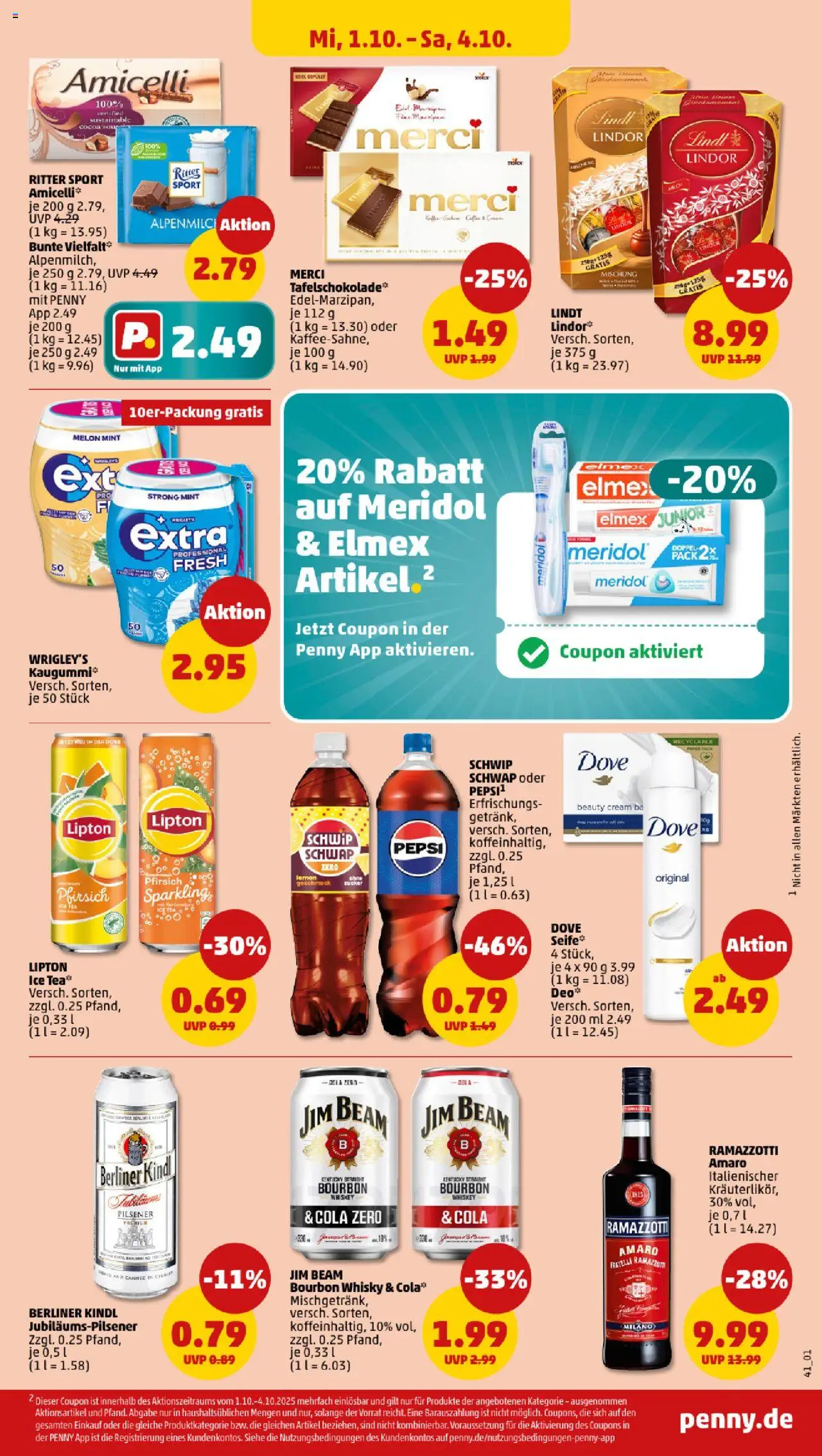 Penny Prospekt 	 – gültig ab 29.09.2025 | Seite: 41 | Produkte: Jim beam, Cola, Zucker, Lindt