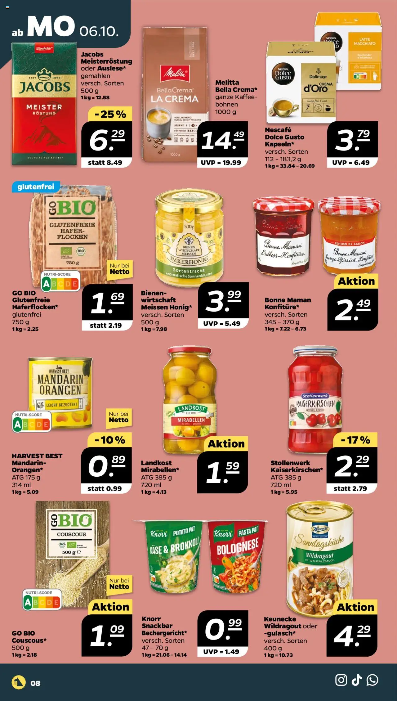 Netto Prospekt 	 – gültig ab 06.10.2025 | Seite: 8 | Produkte: Knorr, Mango, Pasta, Dolce gusto