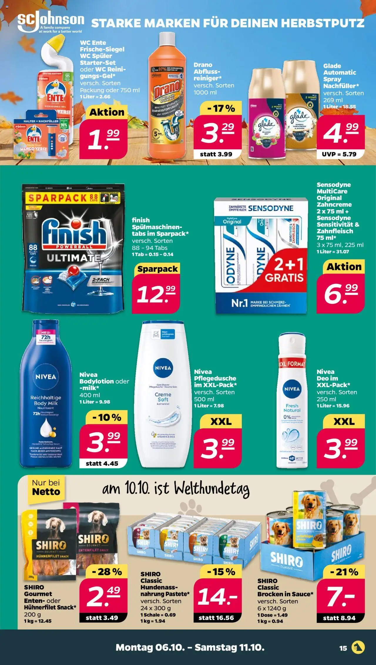 Netto Prospekt 	 – gültig ab 06.10.2025 | Seite: 15 | Produkte: Pommes, Finish, Body Milk, Ente