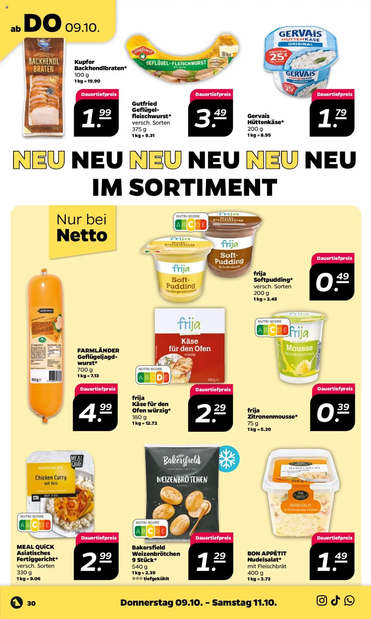 Netto Prospekt 	 – gültig ab 06.10.2025 | Seite: 30 | Produkte: Schokolade, Pudding, Reis, Hüttenkäse