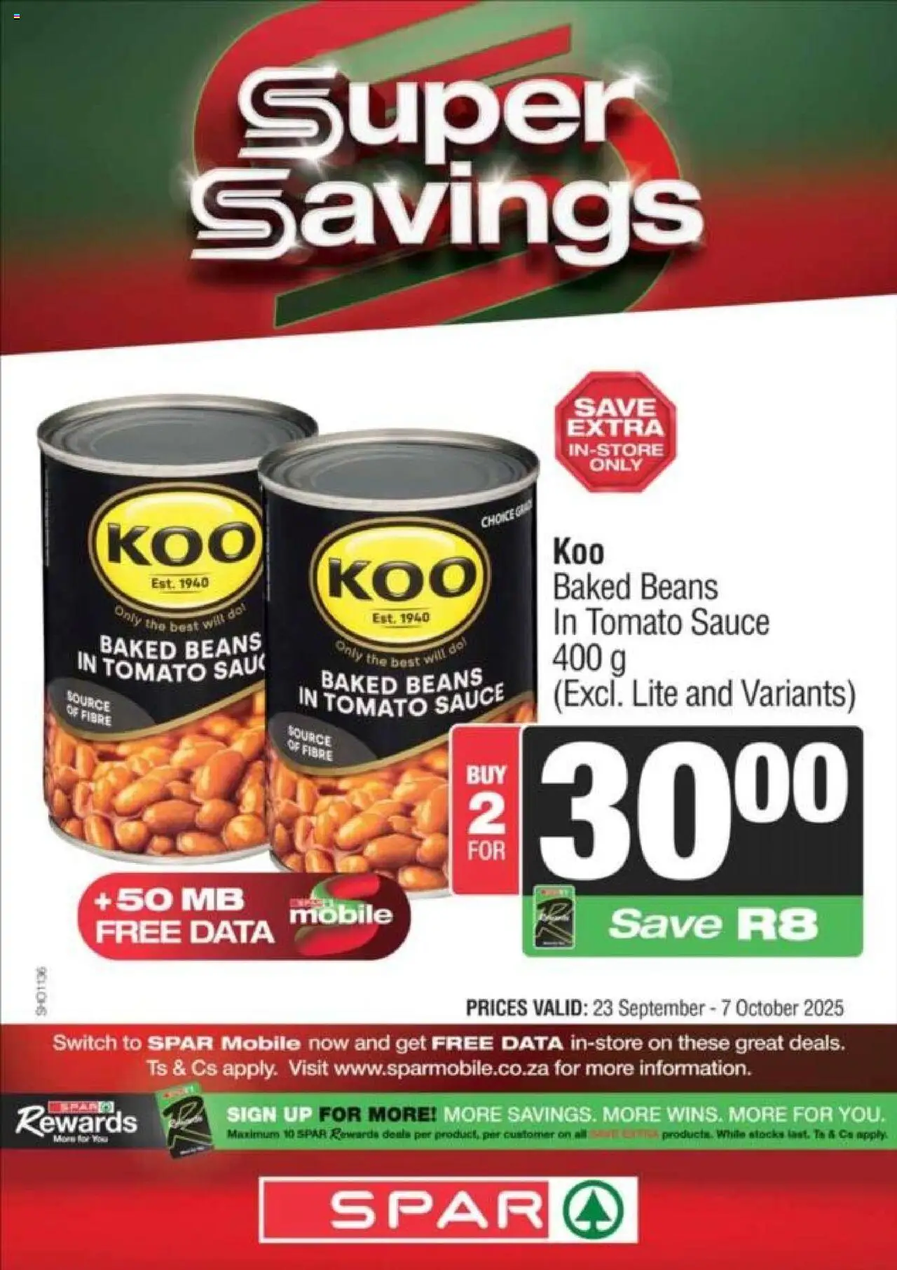 New Spar catalogue – valid from 23.09.2025 | Page: 1 | Products: Data, Beans, Baked beans, Tomato sauce