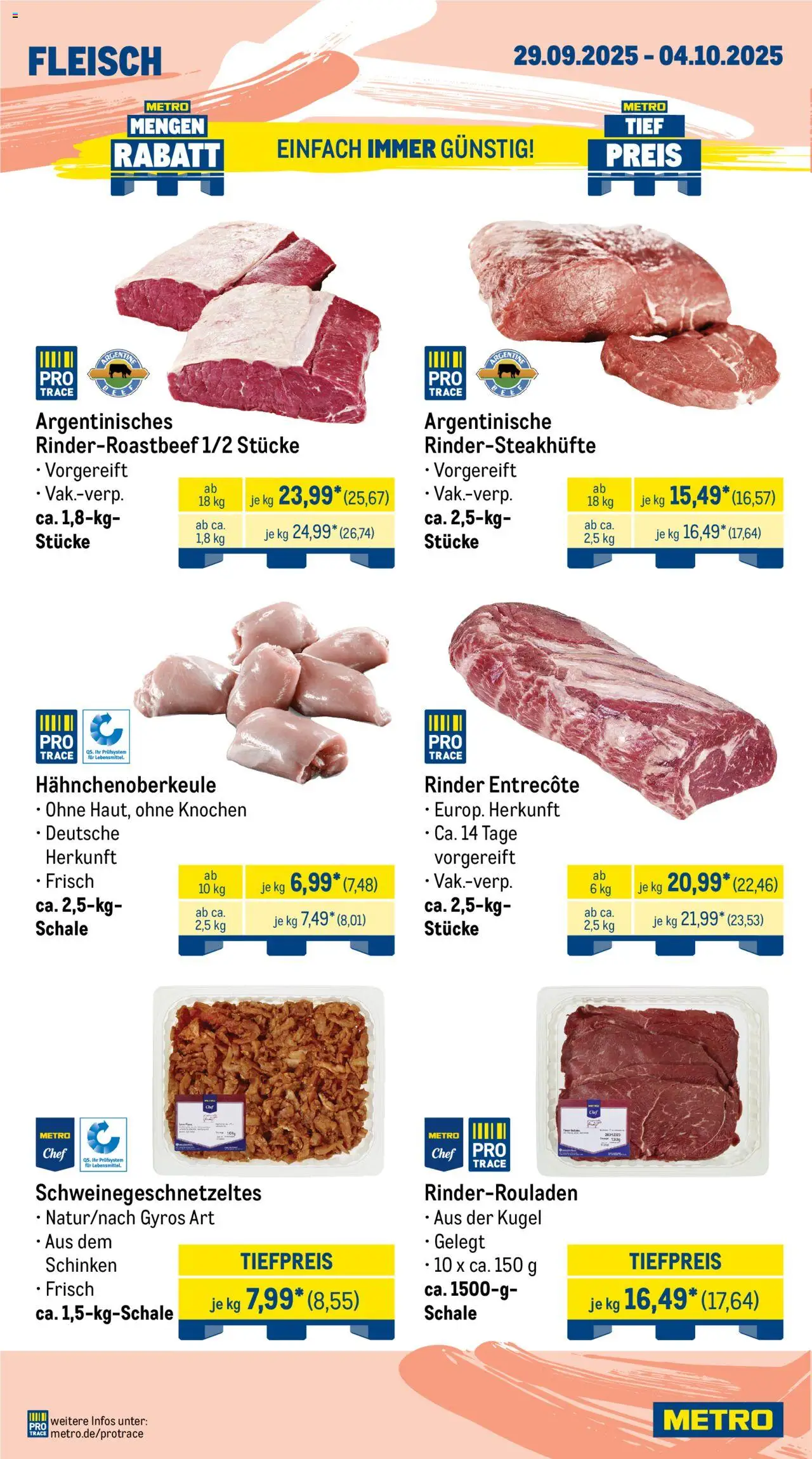 Metro Prospekt 	 – gültig ab 29.09.2025 | Seite: 2 | Produkte: Entrecote, Gyros, Schinken, Fleisch