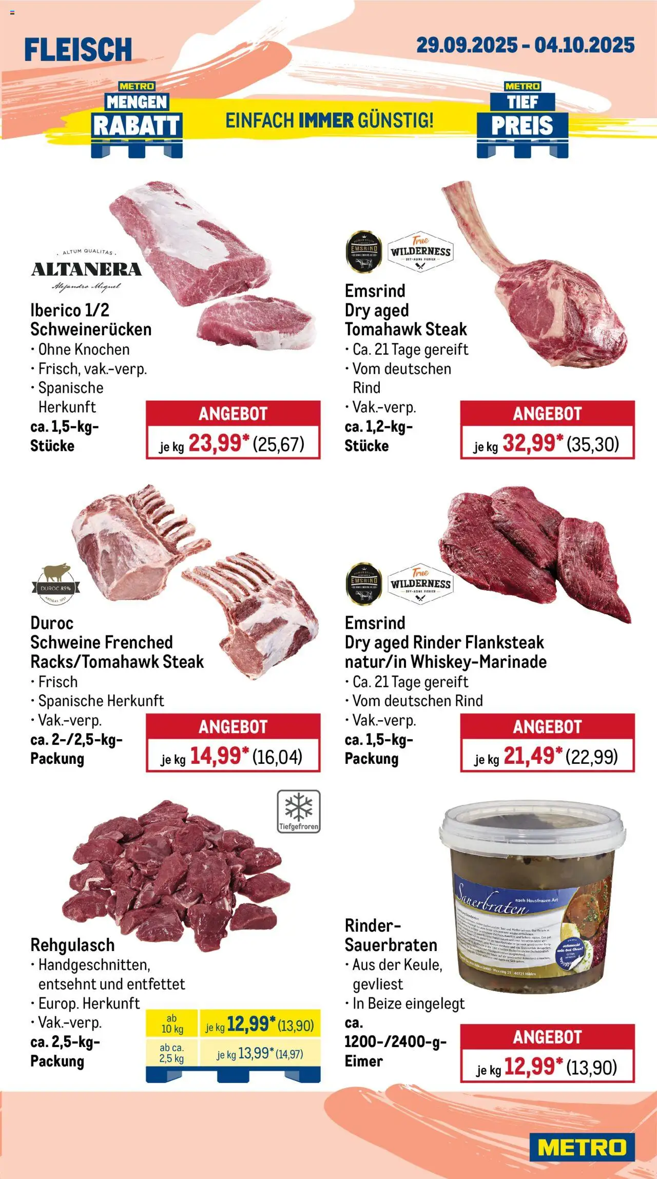Metro Prospekt 	 – gültig ab 29.09.2025 | Seite: 3 | Produkte: Schweinerucken, Steak, Fleisch