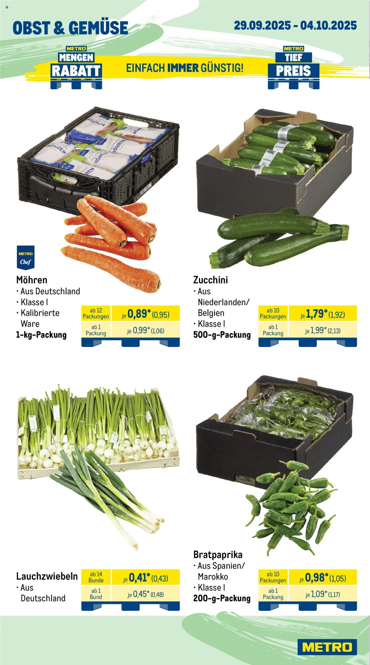 Metro Prospekt 	 – gültig ab 29.09.2025 | Seite: 8 | Produkte: Mohren, Gemüse, Obst, Zucchini