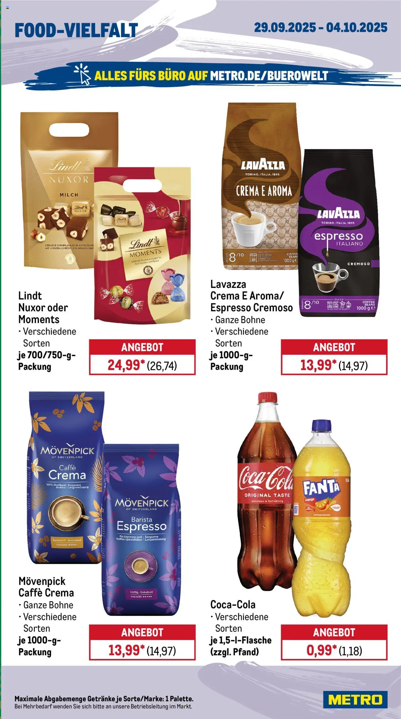 Metro Prospekt 	 – gültig ab 29.09.2025 | Seite: 13 | Produkte: Lavazza, Fanta, Milch, Lindt
