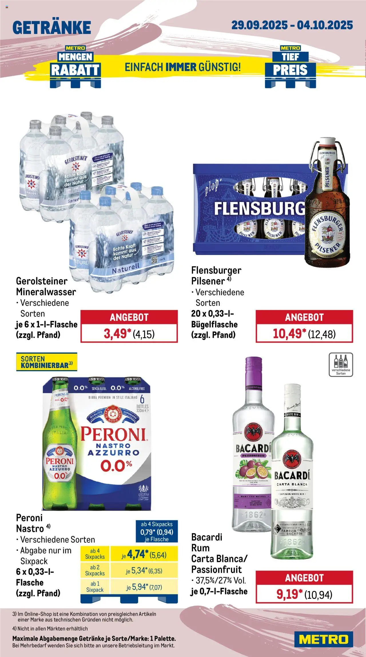 Metro Prospekt 	 – gültig ab 29.09.2025 | Seite: 14 | Produkte: Bacardi, Mineralwasser, Flensburger, Gerolsteiner