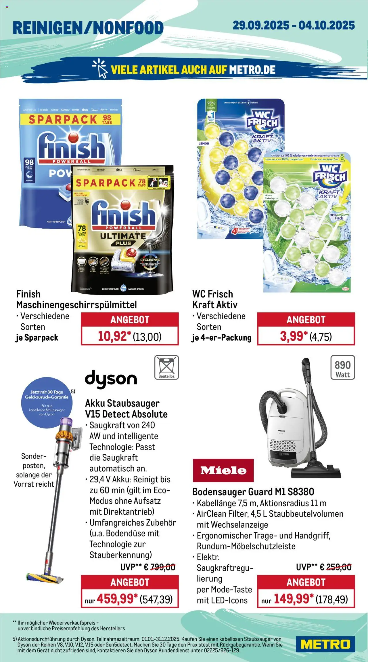 Metro Prospekt 	 – gültig ab 29.09.2025 | Seite: 16 | Produkte: Bosch, Siemens, Staubsauger, Finish