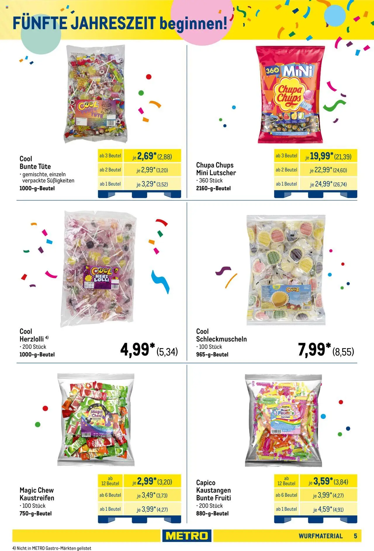 Metro Wurfmaterial Karneval – gültig ab 01.10.2025 | Seite: 5 | Produkte: Süßigkeiten, Chips