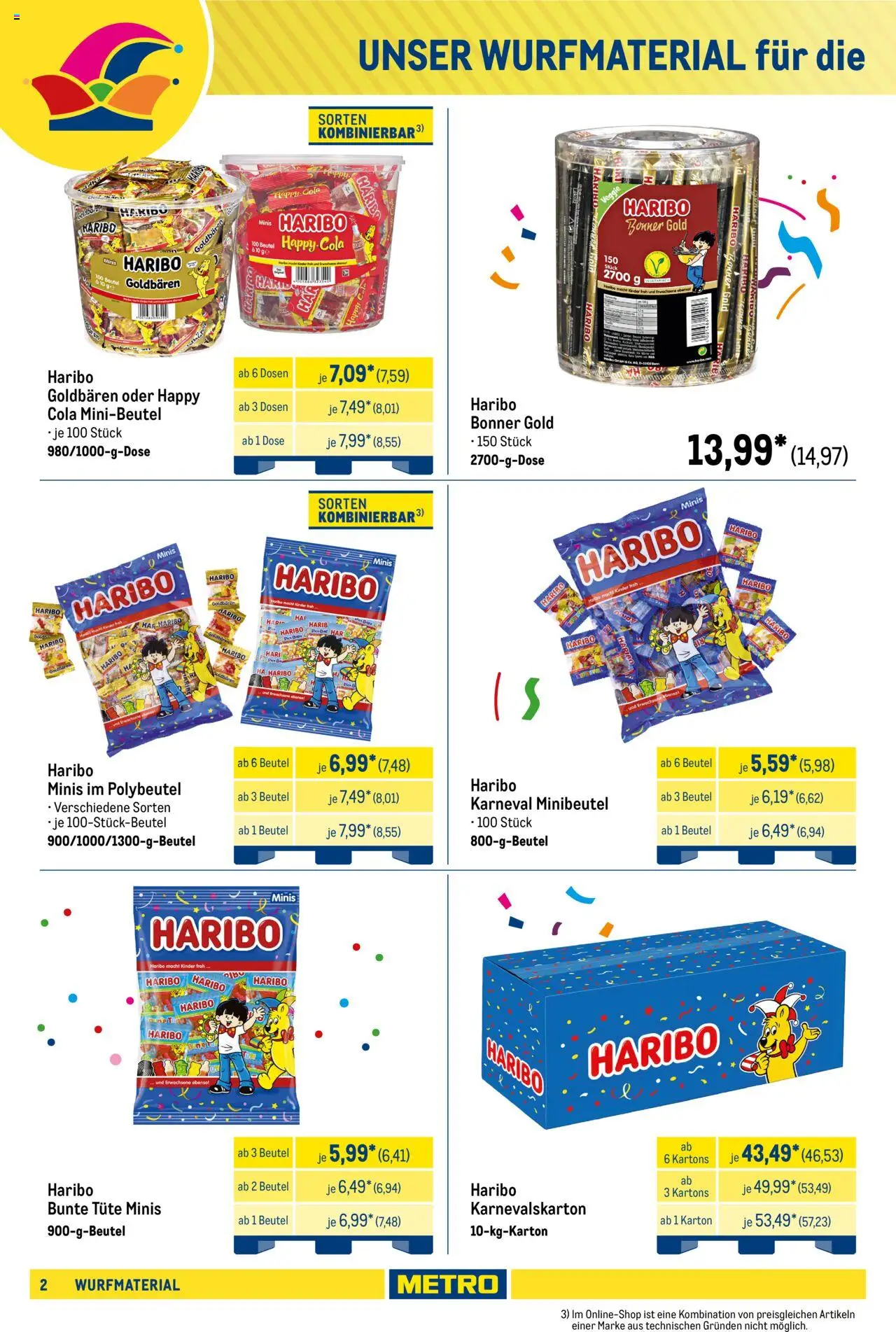 Metro Wurfmaterial Karneval – gültig ab 01.10.2025 | Seite: 2 | Produkte: Haribo, Cola
