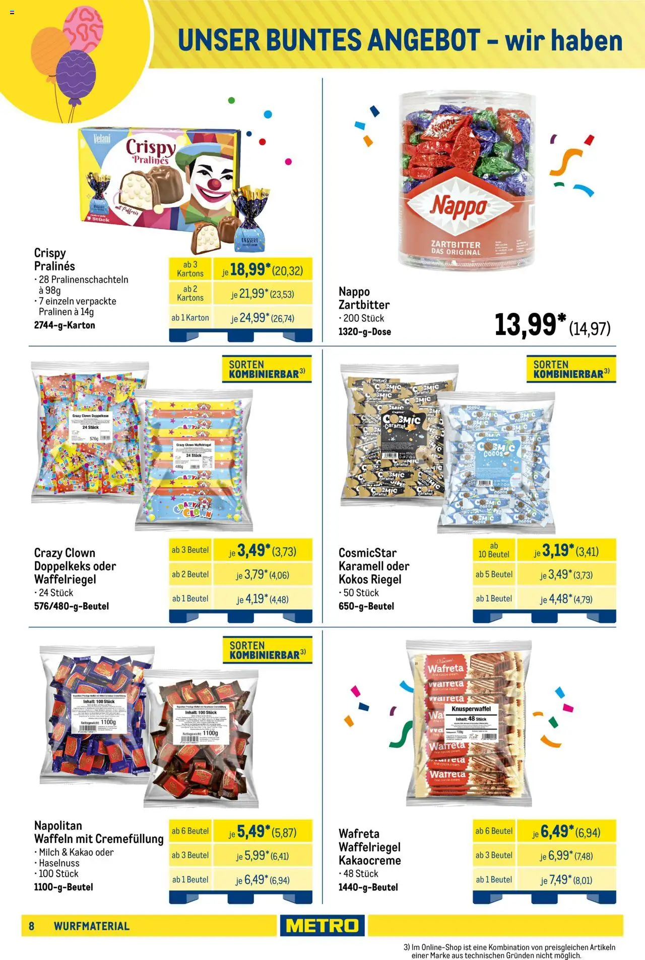 Metro Wurfmaterial Karneval – gültig ab 01.10.2025 | Seite: 8 | Produkte: Milch, Waffeln