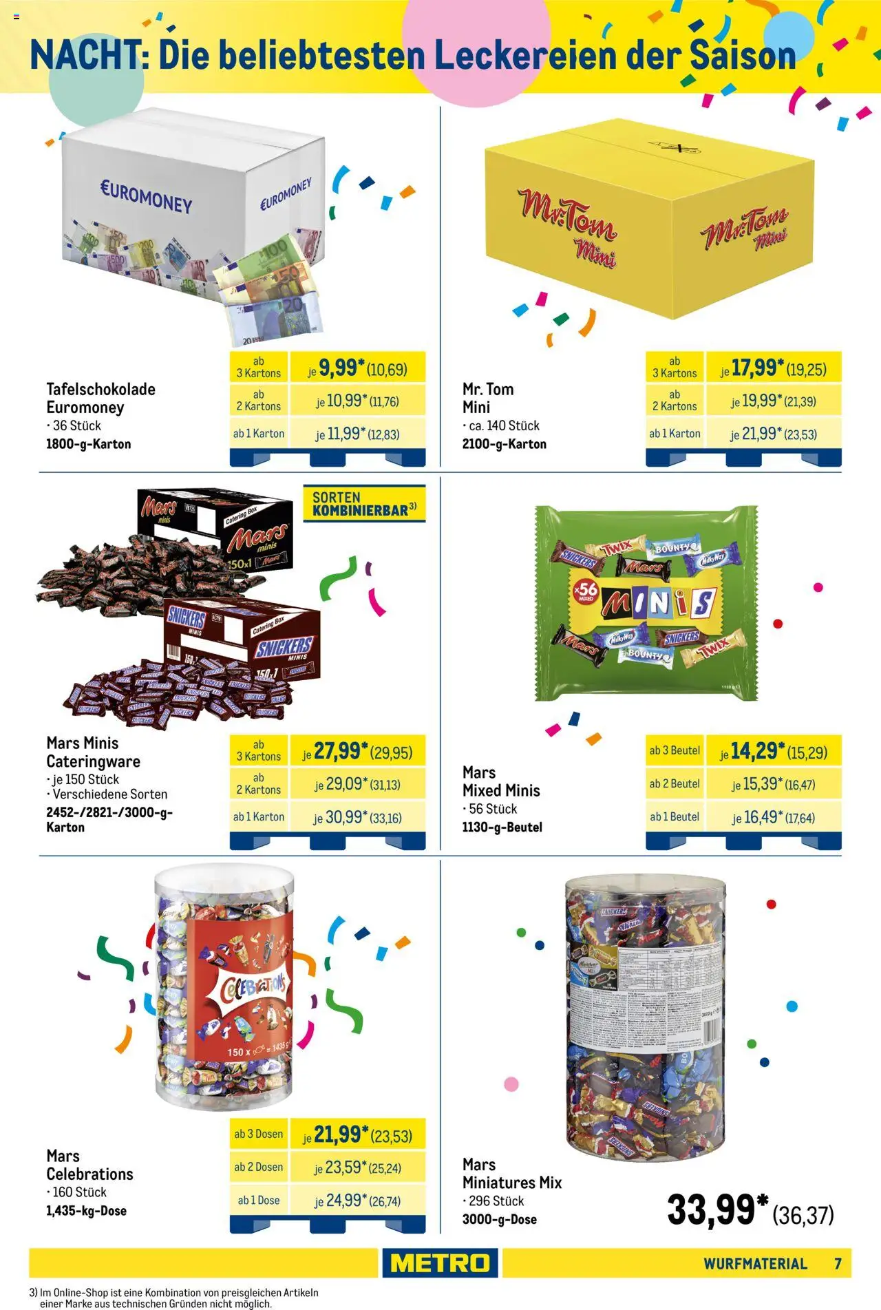 Metro Wurfmaterial Karneval – gültig ab 01.10.2025 | Seite: 7 | Produkte: Box, Celebrations, Snickers, Mars