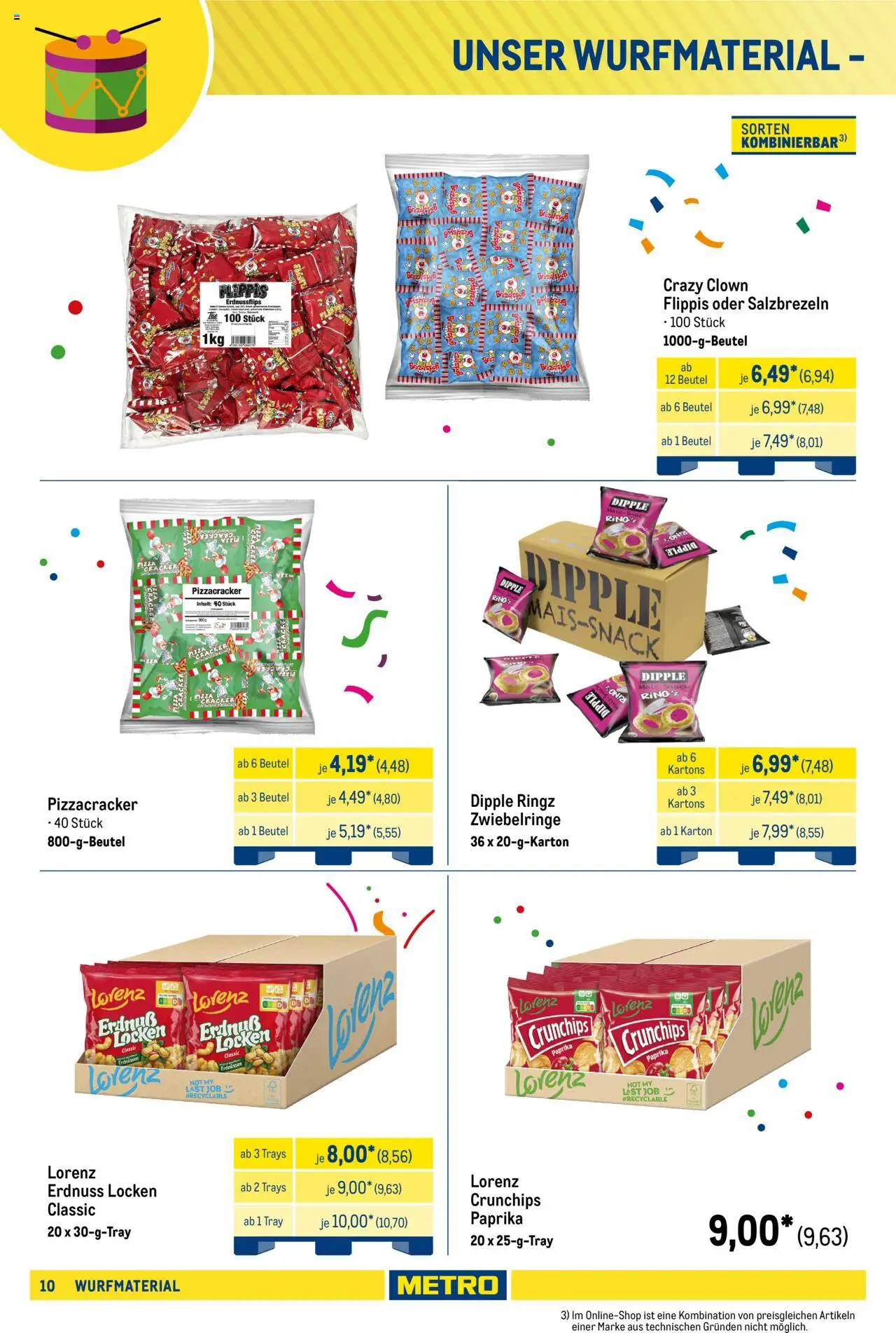 Metro Wurfmaterial Karneval – gültig ab 01.10.2025 | Seite: 10 | Produkte: Erdnüsse, Paprika, Pizza