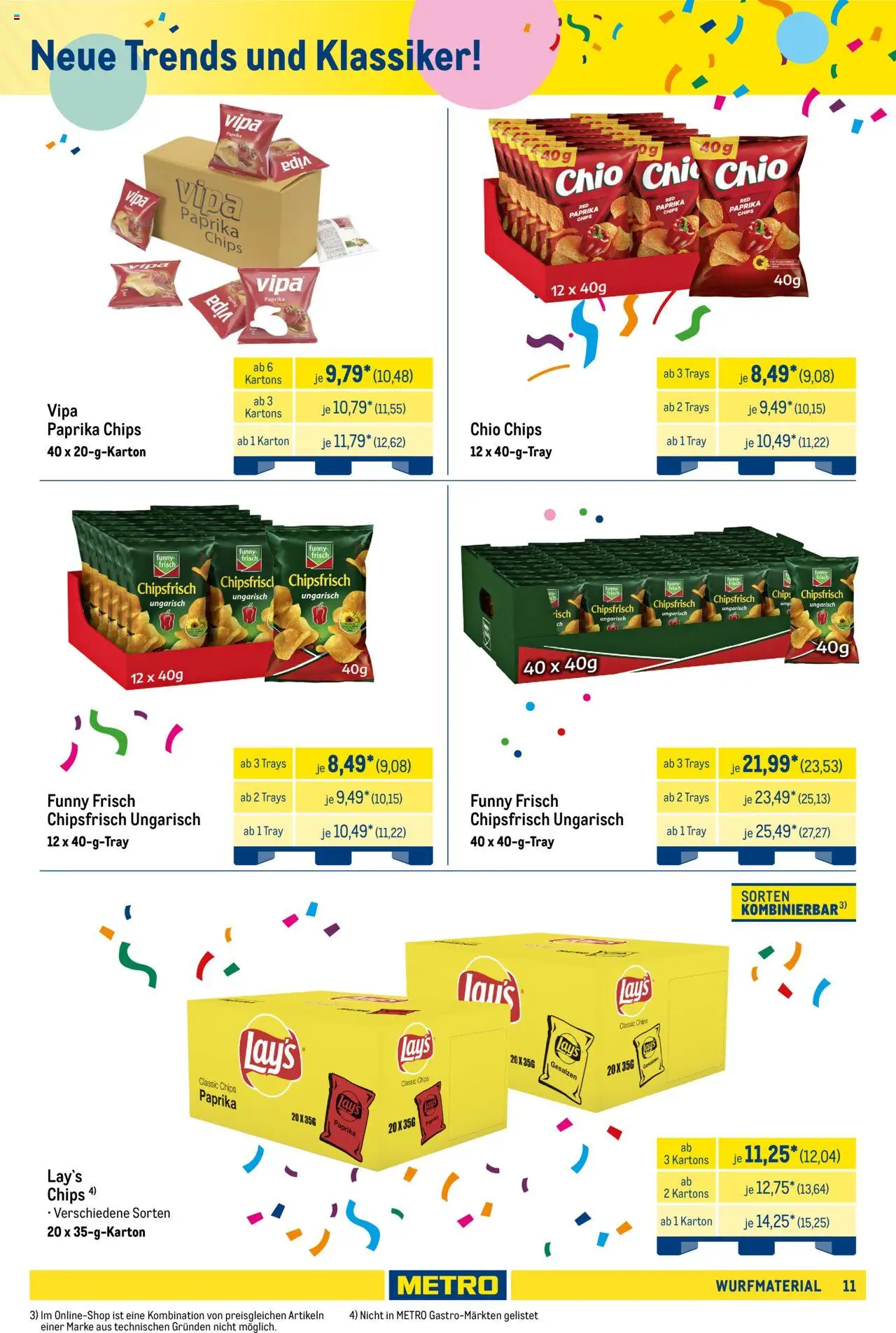 Metro Wurfmaterial Karneval – gültig ab 01.10.2025 | Seite: 11 | Produkte: Funny frisch, Paprika, Chips