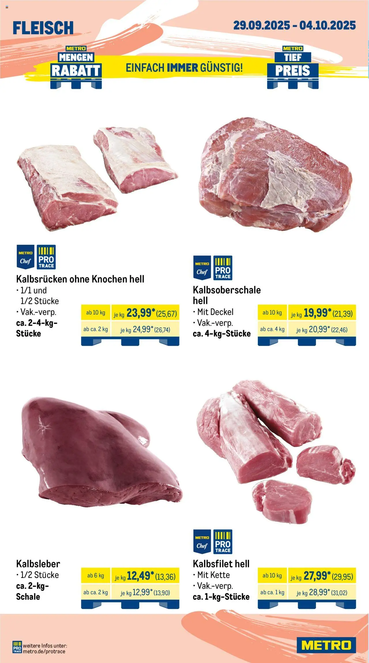 Metro Wochen-Angebote Gastro – gültig ab 29.09.2025 | Seite: 4 | Produkte: Kalbsleber, Fleisch