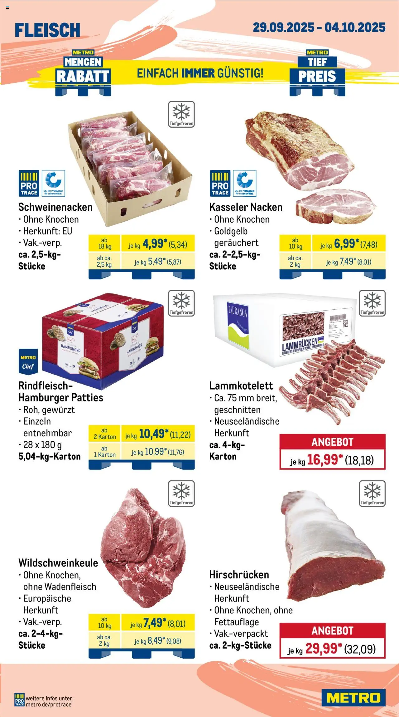 Metro Wochen-Angebote Gastro – gültig ab 29.09.2025 | Seite: 3 | Produkte: Schweinenacken, Kasseler nacken, Rindfleisch, Fleisch