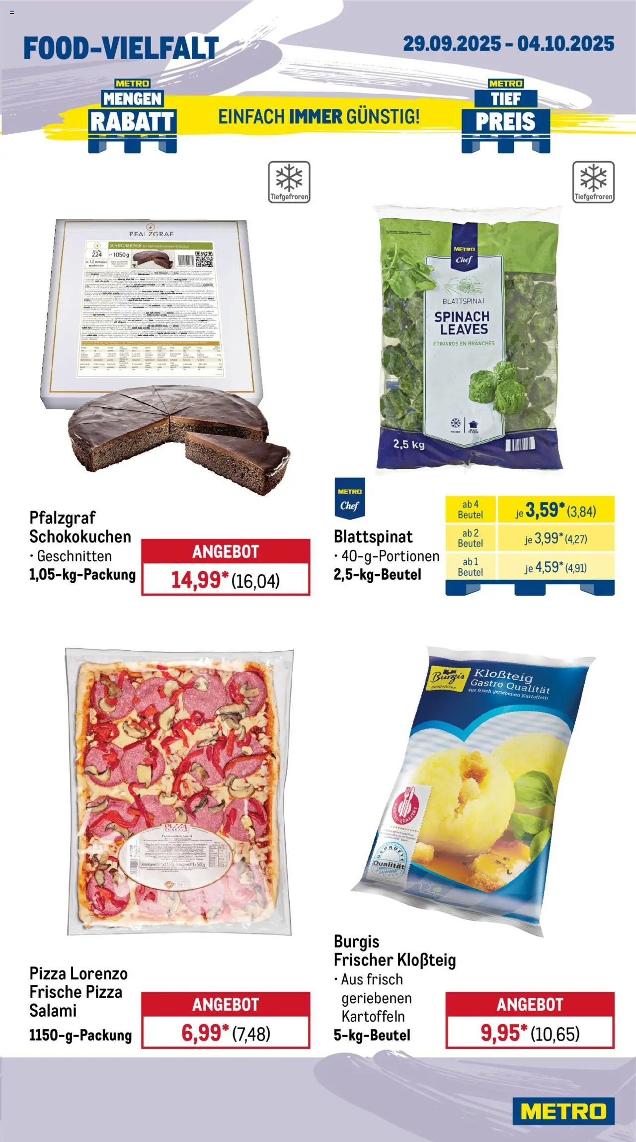 Metro Wochen-Angebote Gastro – gültig ab 29.09.2025 | Seite: 11 | Produkte: Kartoffeln, Salami, Pizza