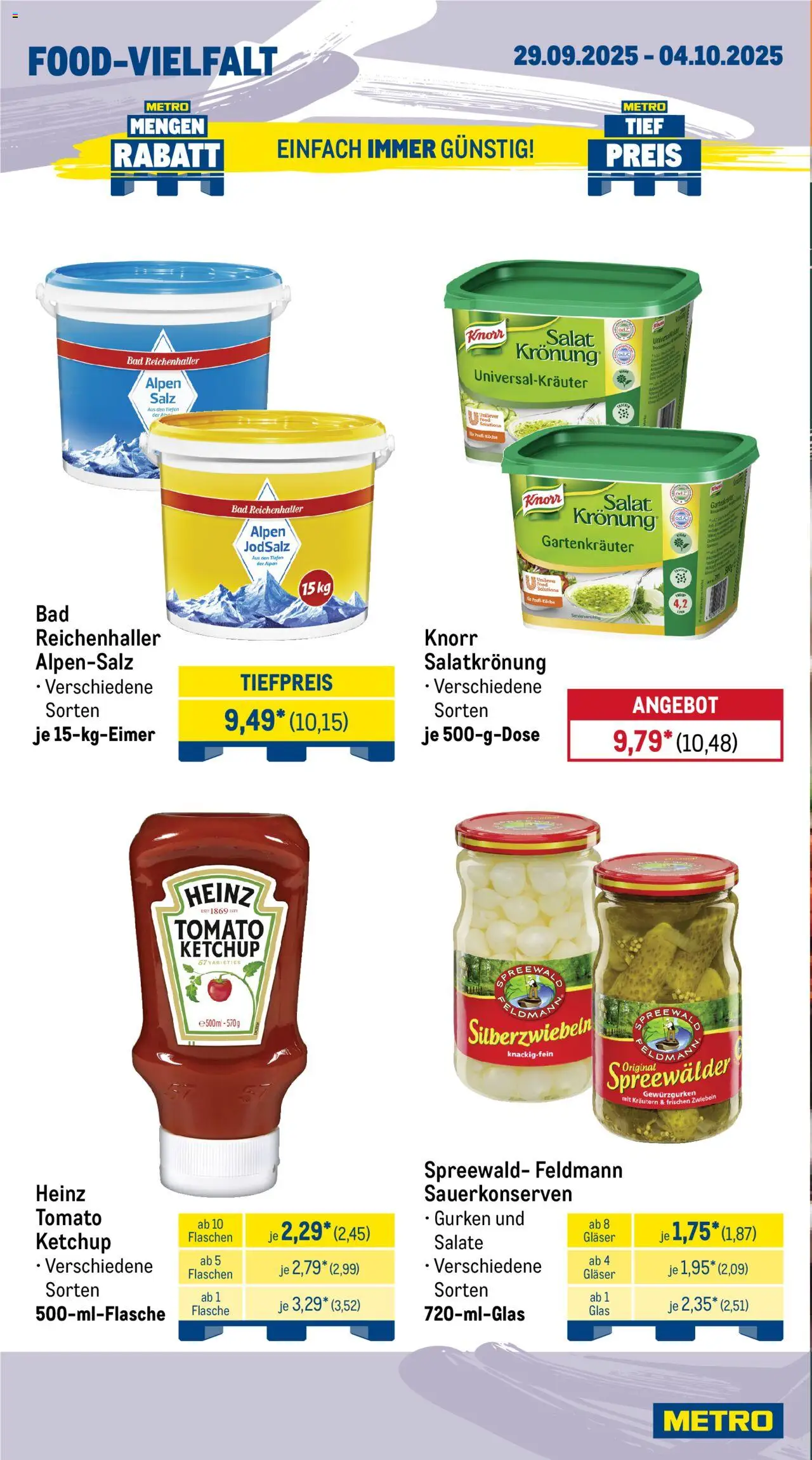 Metro Wochen-Angebote Gastro – gültig ab 29.09.2025 | Seite: 12 | Produkte: Knorr, Salz, Ketchup, Salat