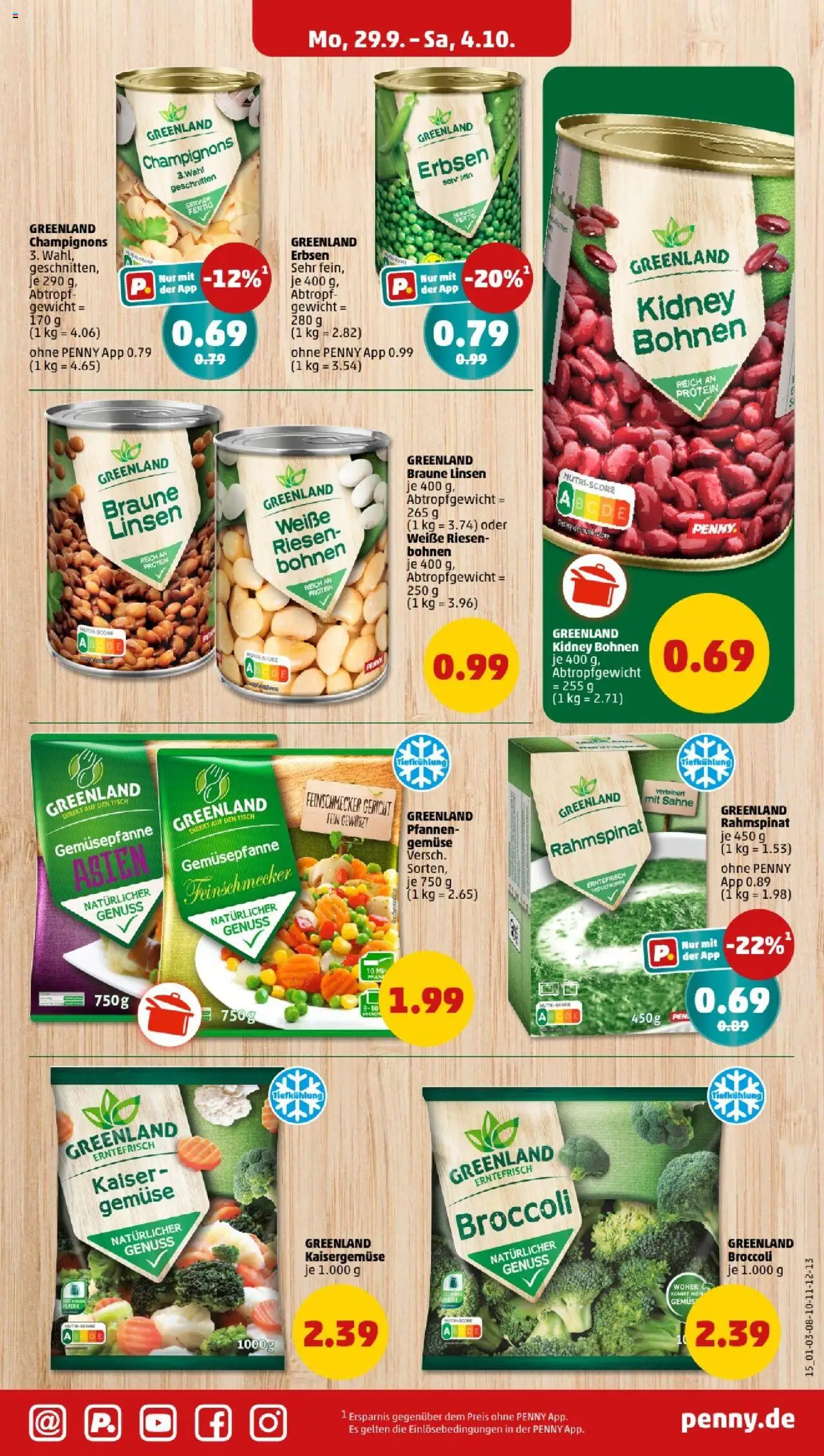 Penny - Berlin – gültig ab 29.09.2025 | Seite: 17 | Produkte: Gewicht, Tisch, Champignons, Erbsen