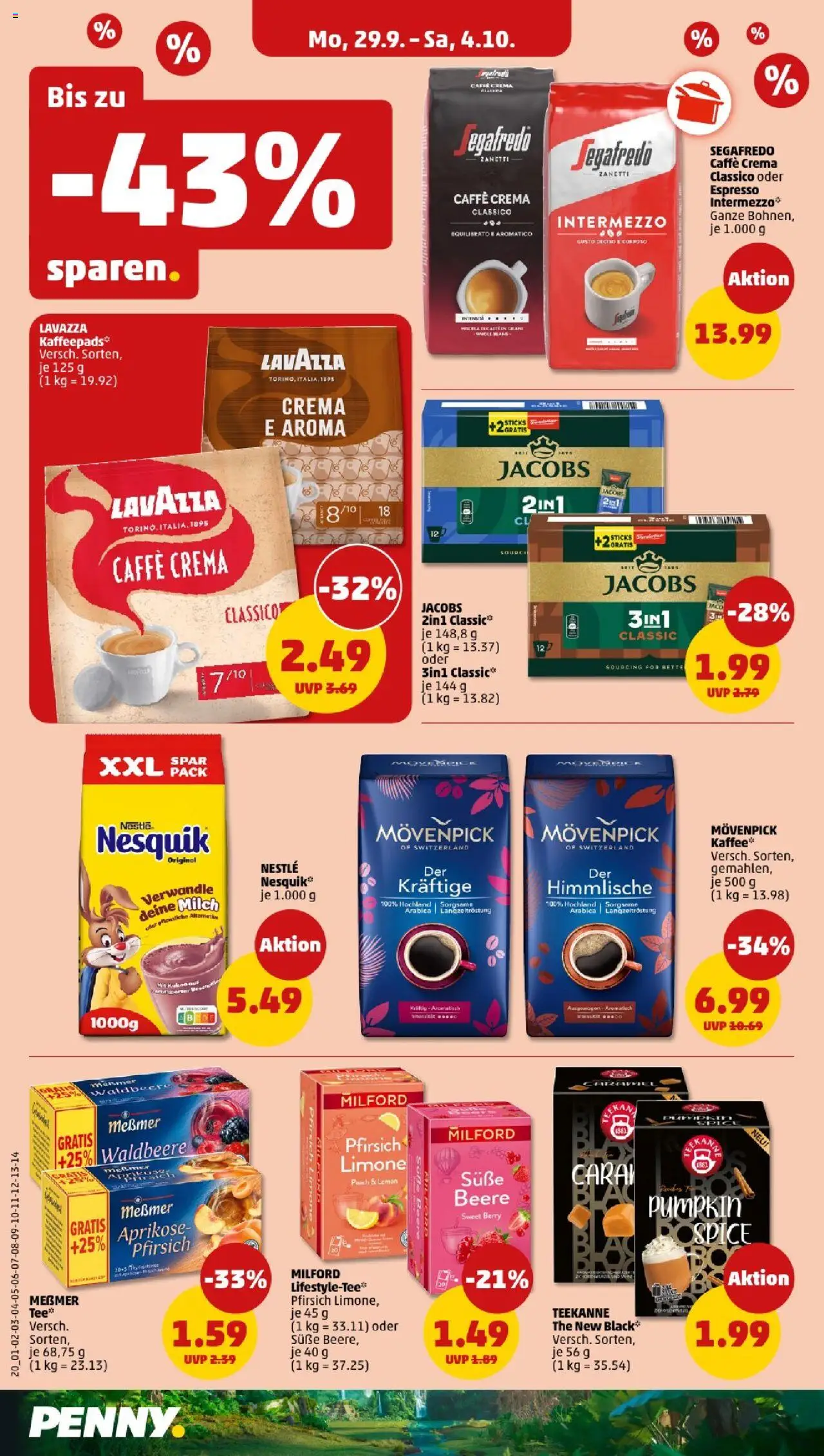 Penny - Berlin – gültig ab 29.09.2025 | Seite: 22 | Produkte: Kaffeepads, Nesquik, Milch, Teekanne