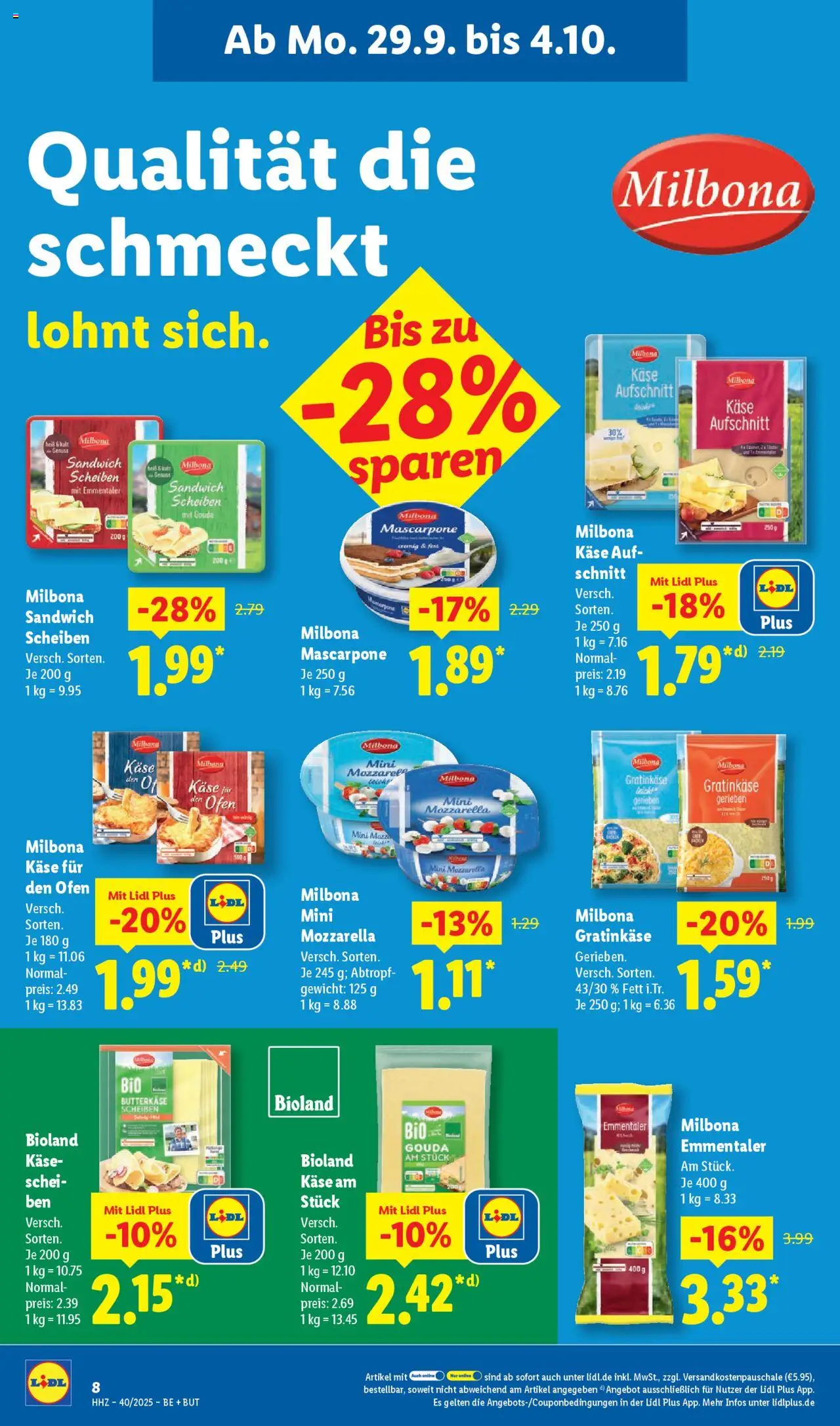 Lidl Prospekt Zossen – gültig ab 29.09.2025 | Seite: 20 | Produkte: Gewicht, Käse, Mascarpone, Gouda