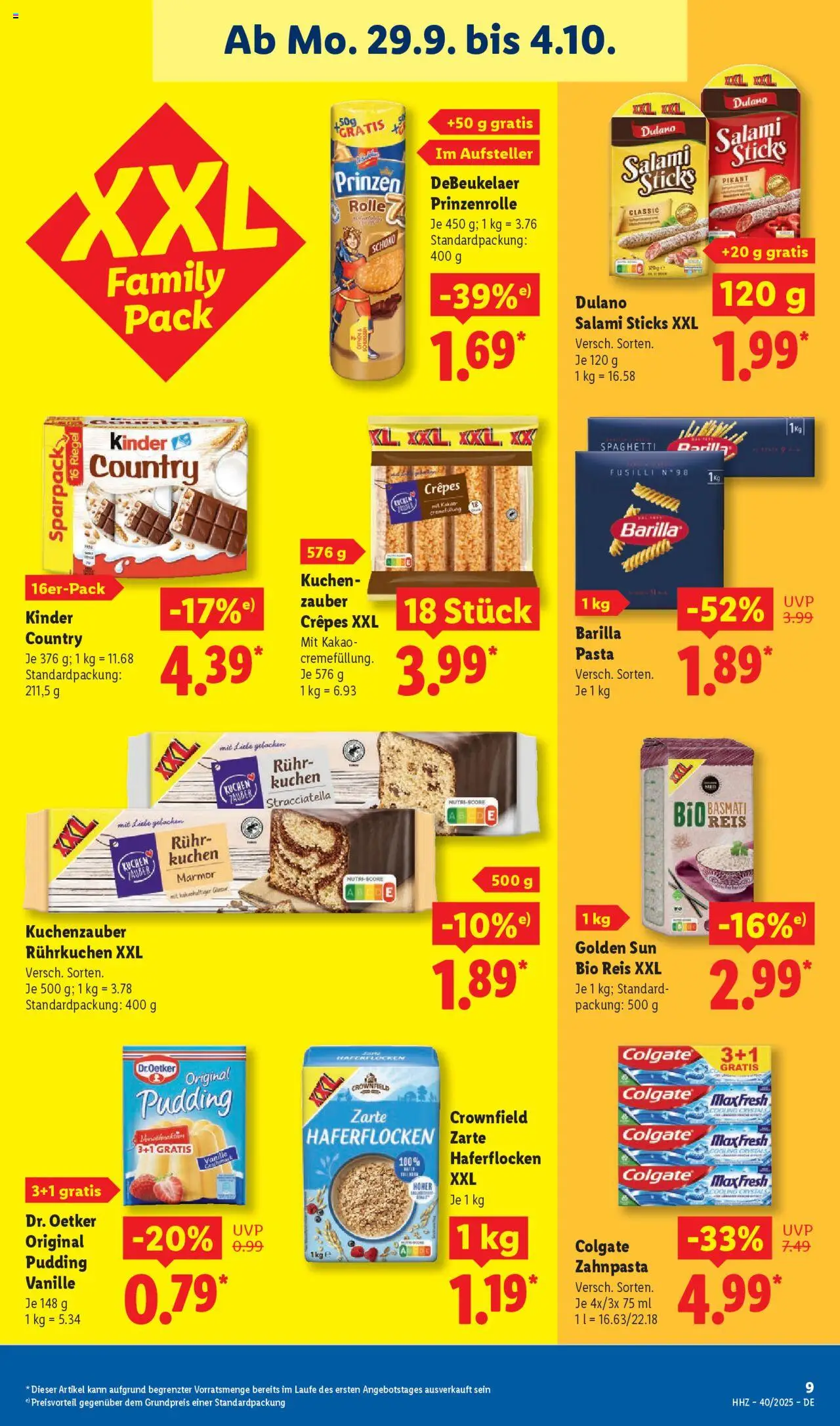 Lidl Prospekt Zossen – gültig ab 29.09.2025 | Seite: 21 | Produkte: Barilla, Pudding, Salami, Reis