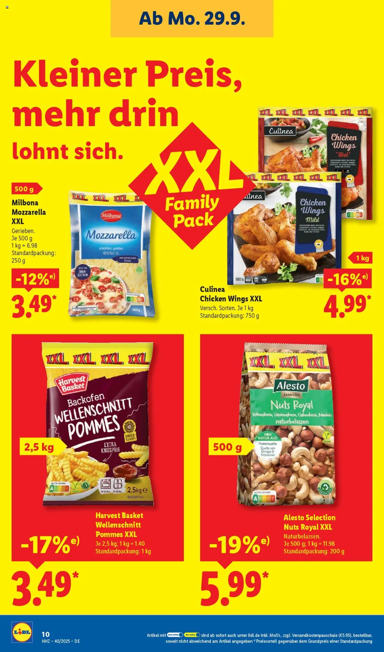 Lidl Prospekt Zossen – gültig ab 29.09.2025 | Seite: 22 | Produkte: Mozzarella, Pommes, Mandeln, Backofen