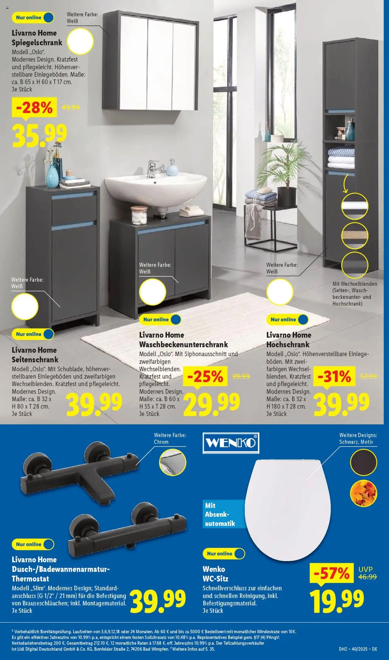 Lidl Prospekt Zossen – gültig ab 29.09.2025 | Seite: 51 | Produkte: Bad, Spiegelschrank, Hochschrank