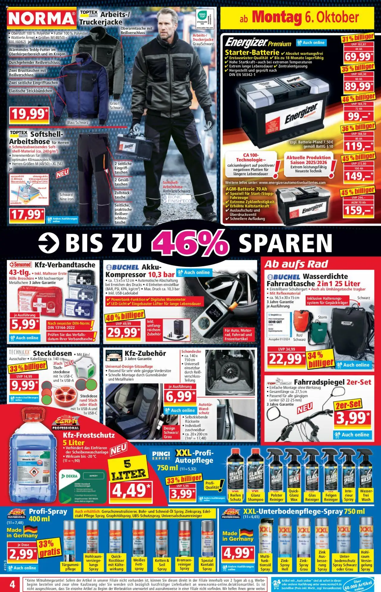 Norma Prospekt 	 – gültig ab 06.10.2025 | Seite: 4 | Produkte: Tasche, Manometer, Steckdose, Wasser