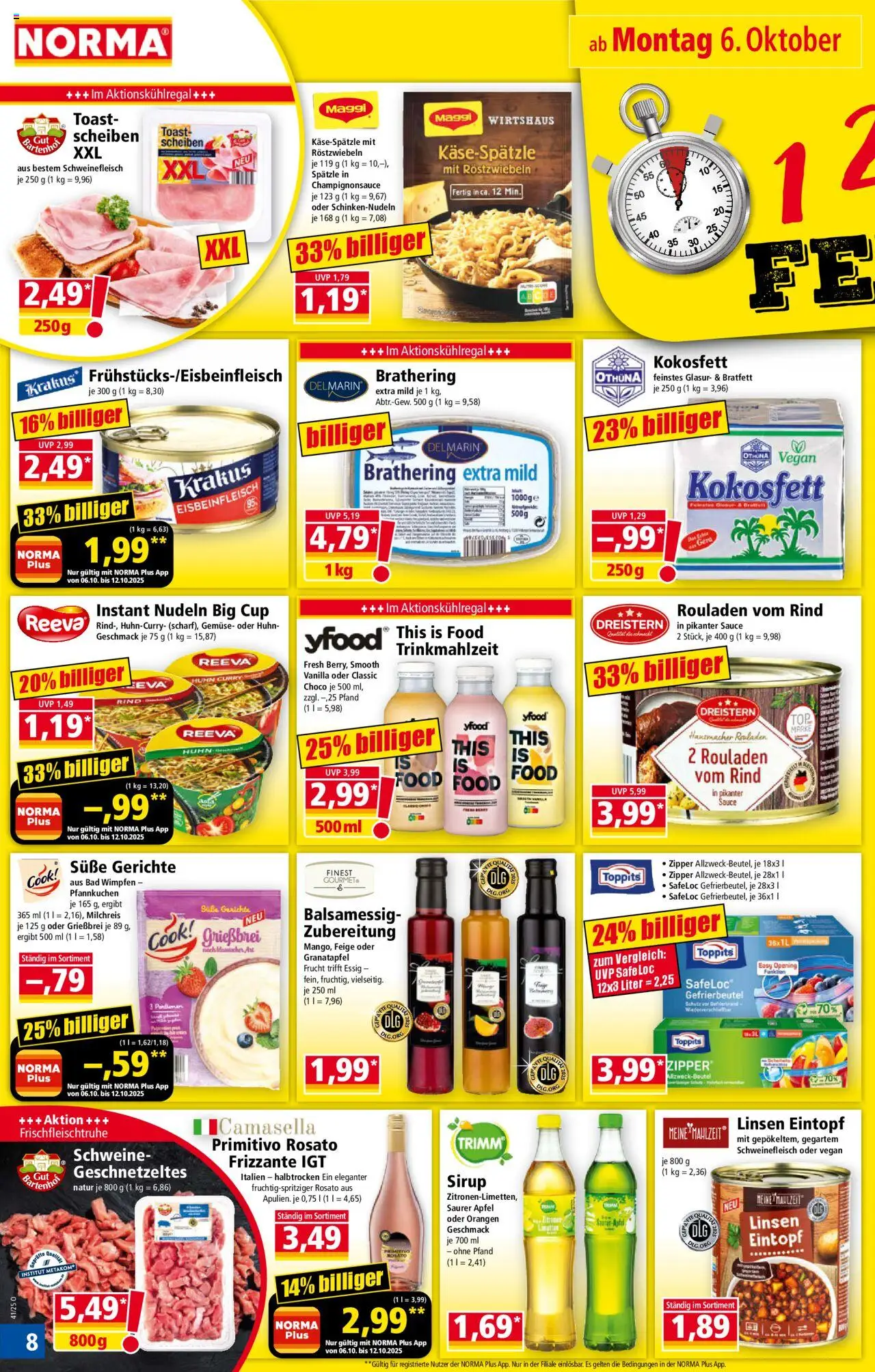Norma Prospekt 	 – gültig ab 06.10.2025 | Seite: 8 | Produkte: Granatapfel, Essig, Sirup, Nudeln
